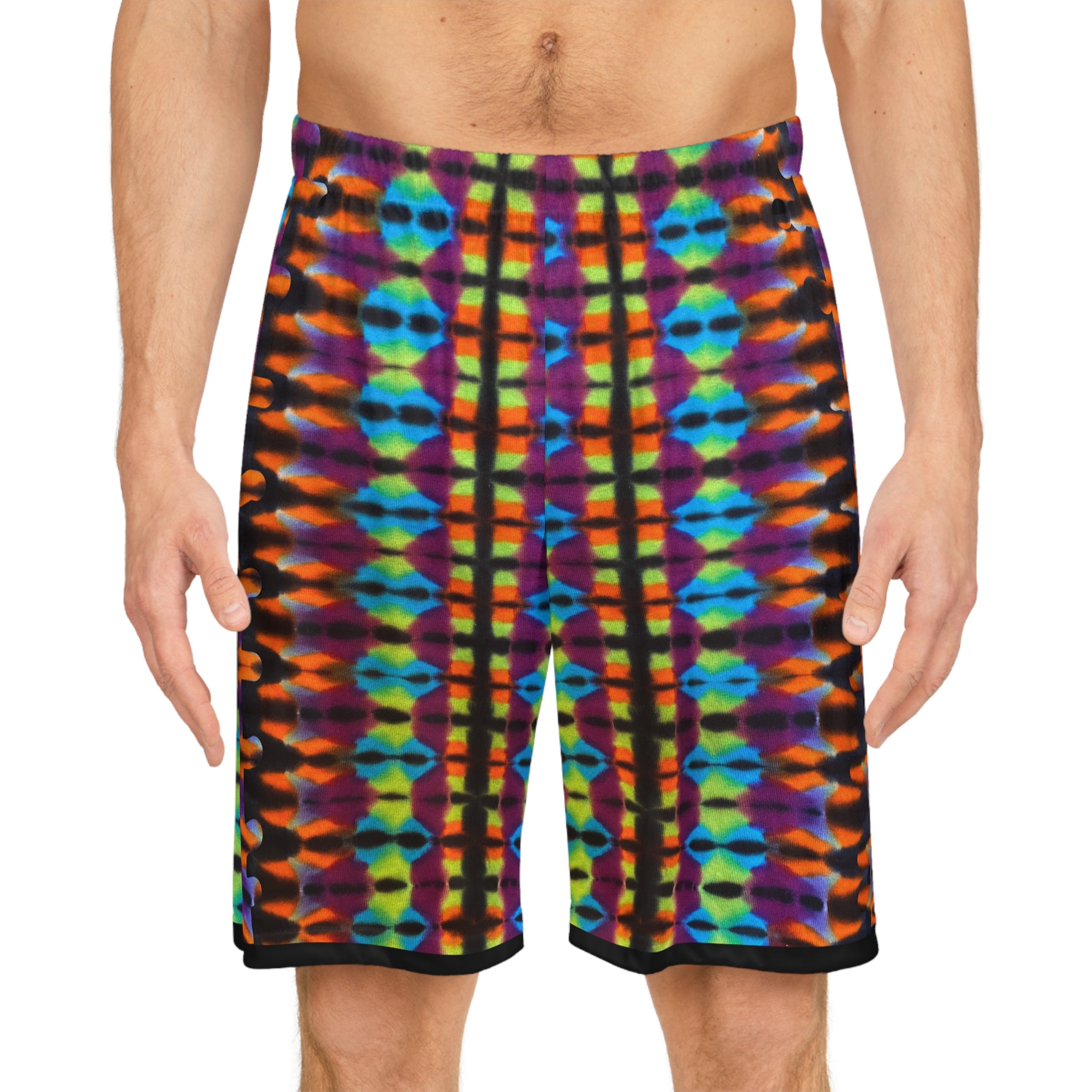 Ninja Turtle Tie-Dye Basketball Shorts, Colorful Athletic Wear for Summer, Perfect for Sports, Festivals, Lounging