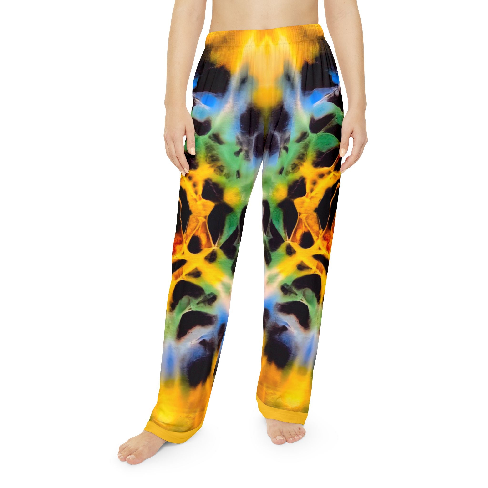 Unisex Tie Dye Pattern Pajama Pants | Colorful Symmetrical Lounge Bottoms