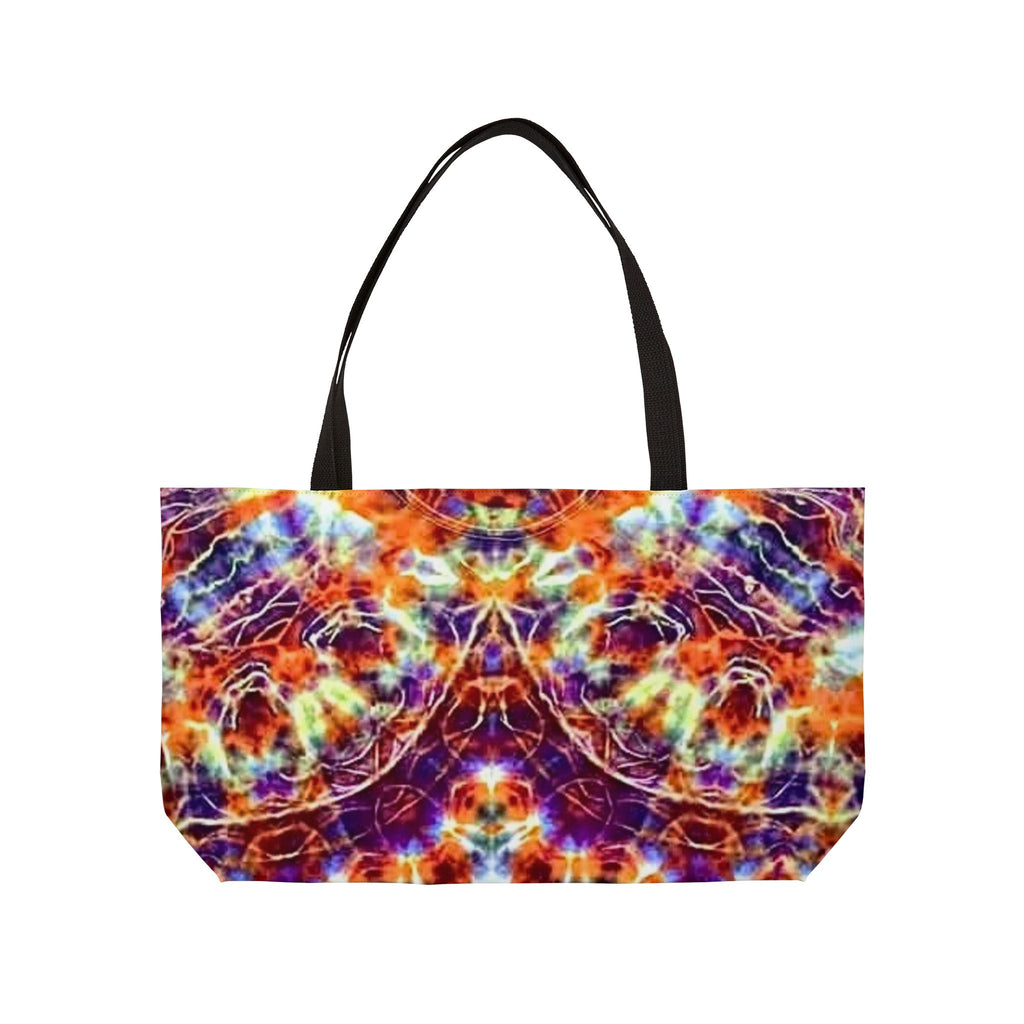 Fire Vibrant Tie-Dye Weekender Tote Bag | Boho Style, Travel Companion, Beach Bag, Festival Essential, Unique Gift