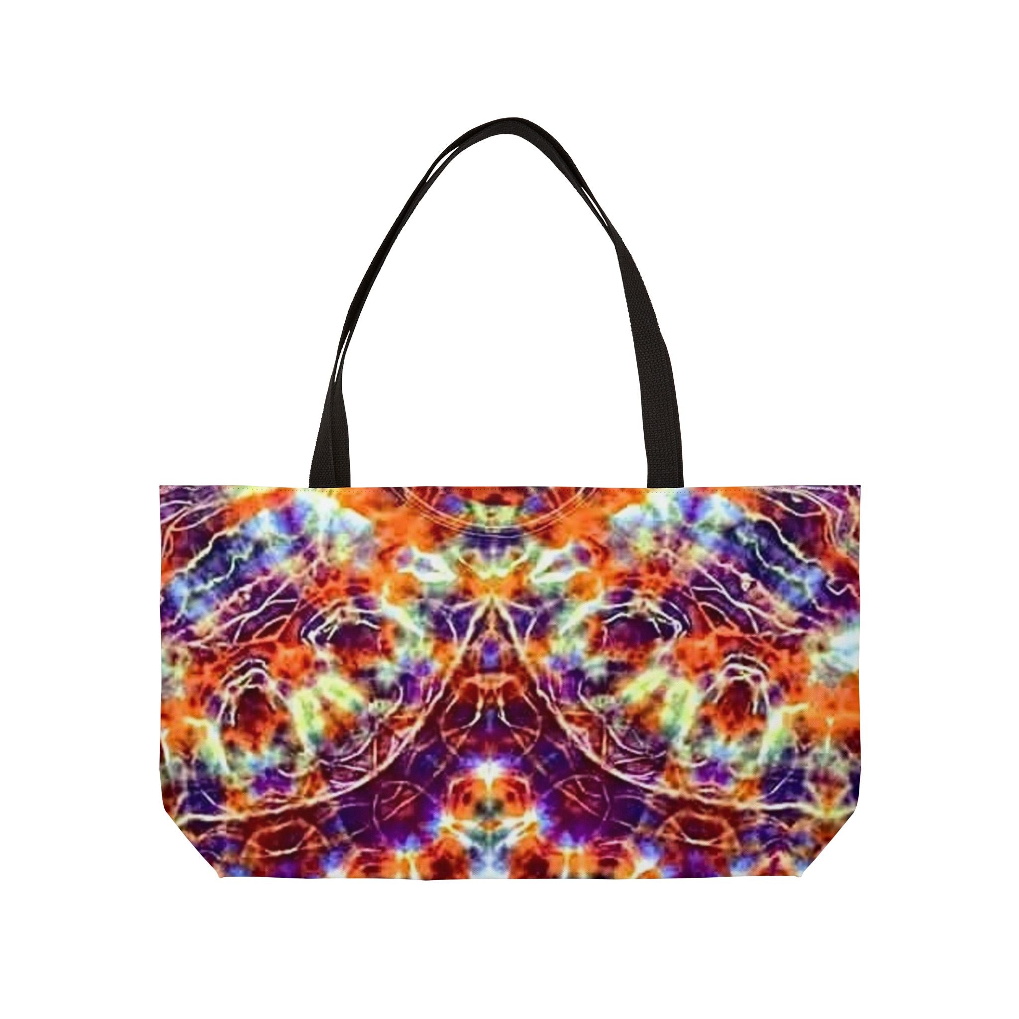 Fire Vibrant Tie-Dye Weekender Tote Bag | Boho Style, Travel Companion, Beach Bag, Festival Essential, Unique Gift