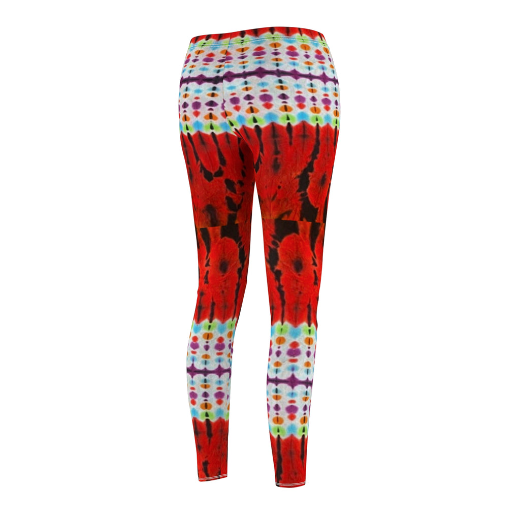 Red Tiger Women's Tie-Dye Casual Leggings, Trendy Activewear, Festival Outfit, Yoga Pants, Bohemian Style, Comfortable Leggings