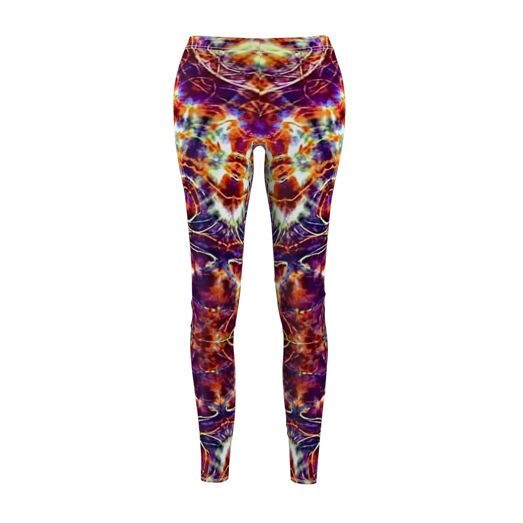 Tie Dye Purple Orange Leggings, Colorful Activewear, Trendy Fitness Pants, Yoga, Festivals, and Casual Outings