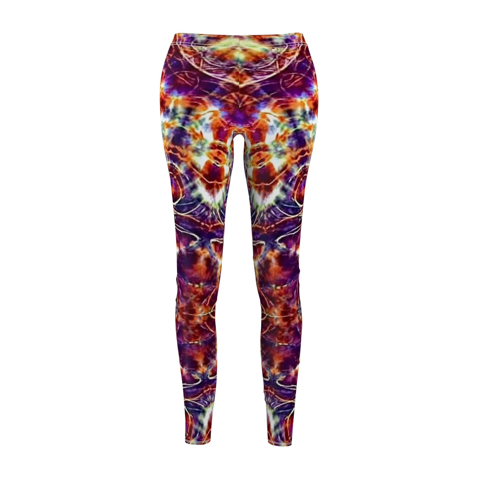 Tie Dye Purple Orange Leggings, Colorful Activewear, Trendy Fitness Pants, Yoga, Festivals, and Casual Outings