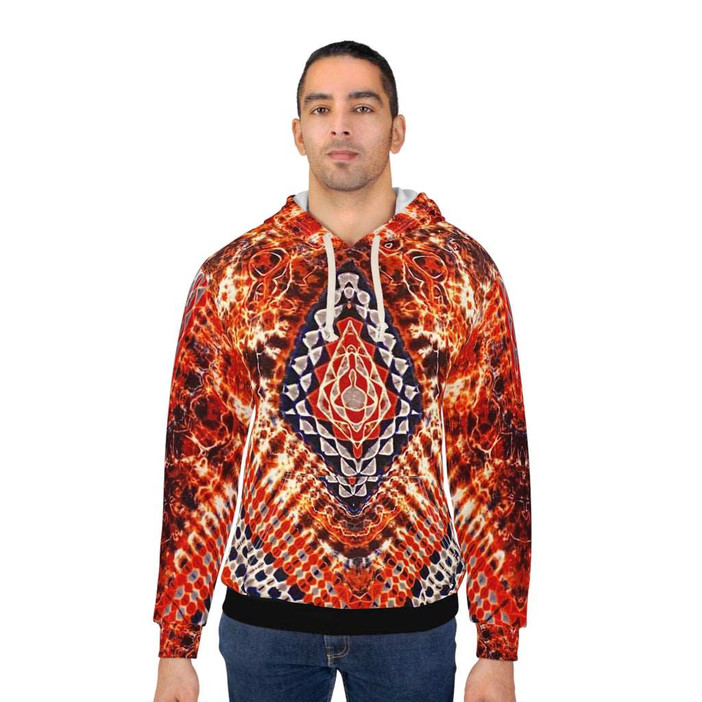 Tie Dye Tribal Flame Hoodie Vibrant Geometric Pattern