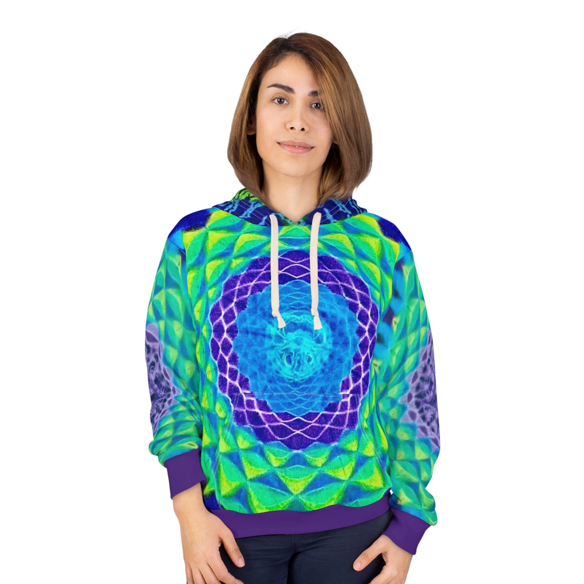 Kaleidoscope Tie Dye Print Pullover Hoodie, Psychedelic Vibrant, Boho Fashion, Cozy Gift, Festival Wear, Colorful Street Style