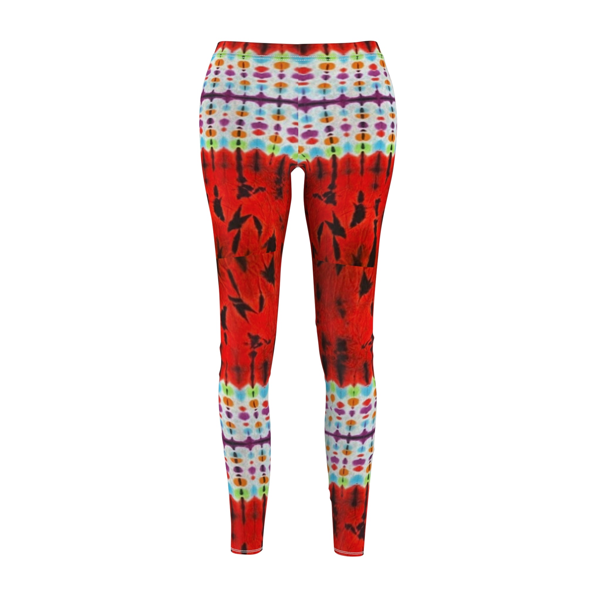 Red Tiger Women's Tie-Dye Casual Leggings, Trendy Activewear, Festival Outfit, Yoga Pants, Bohemian Style, Comfortable Leggings