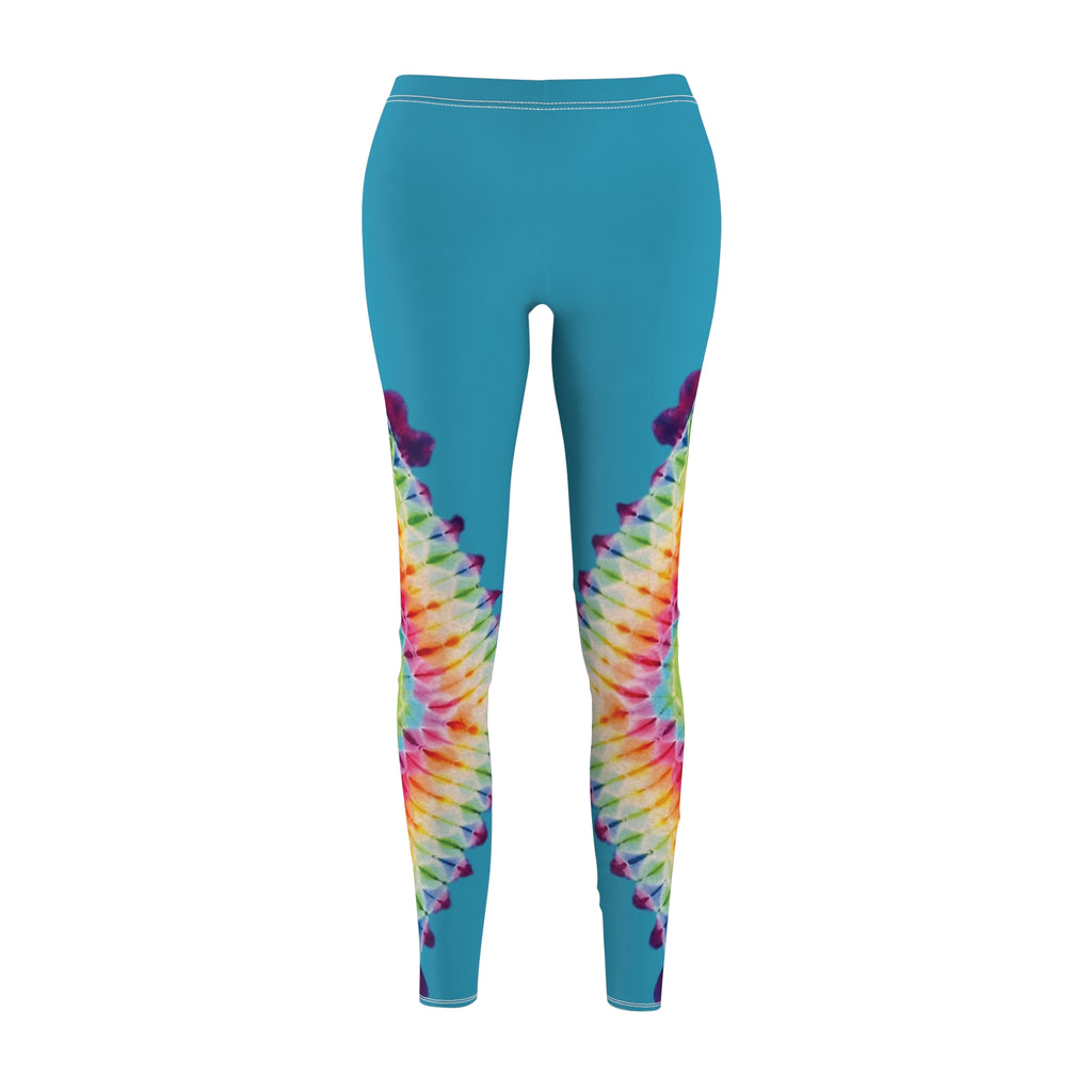 Diamond Blue Tie-Dye Print Leggings, Comfortable Activewear, Yoga Pants, Festival Fashion, Casual Athleisure