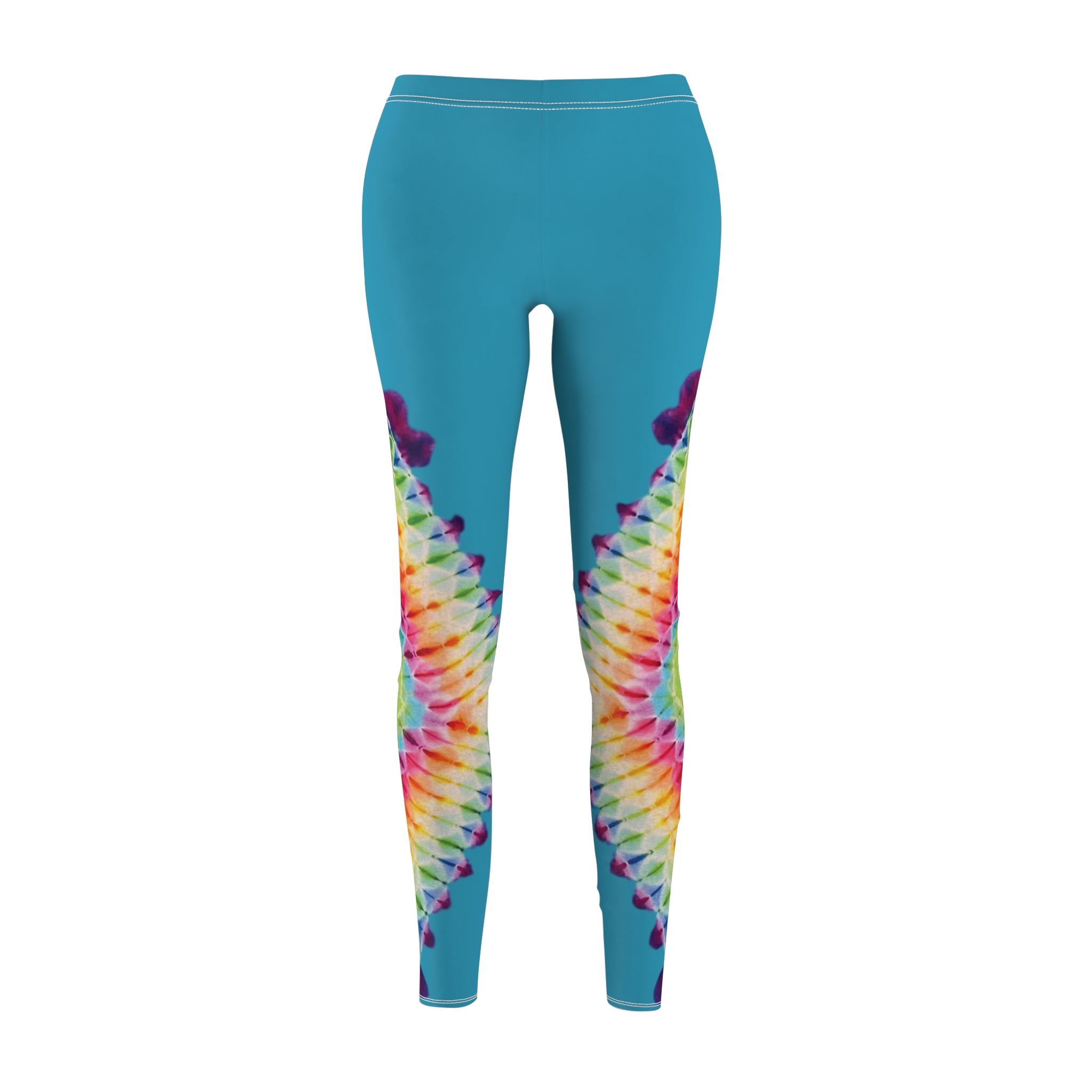 Diamond Blue Tie-Dye Print Leggings, Comfortable Activewear, Yoga Pants, Festival Fashion, Casual Athleisure