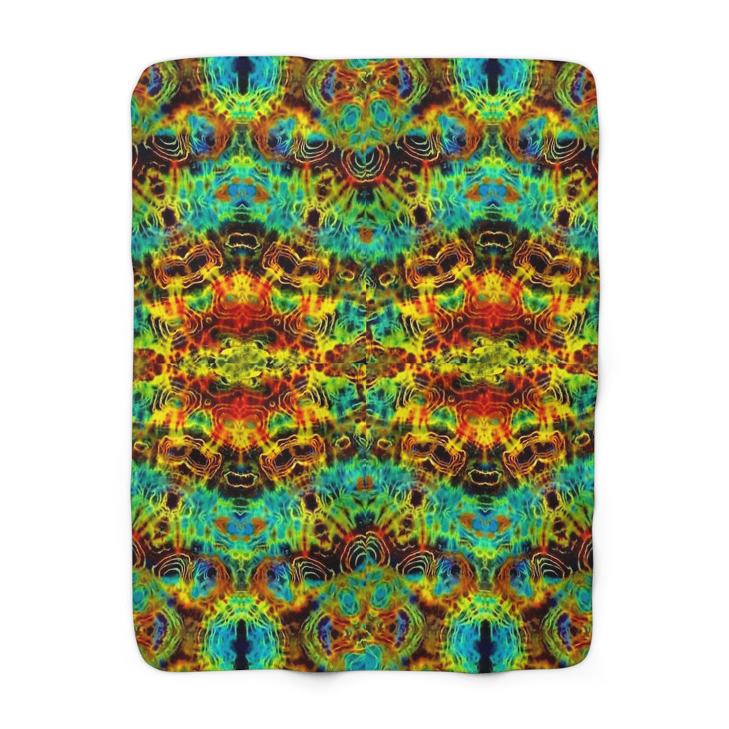 Psychedelic Kaleidoscope Sherpa Blanket — Cozy Colorful Fleece Throw
