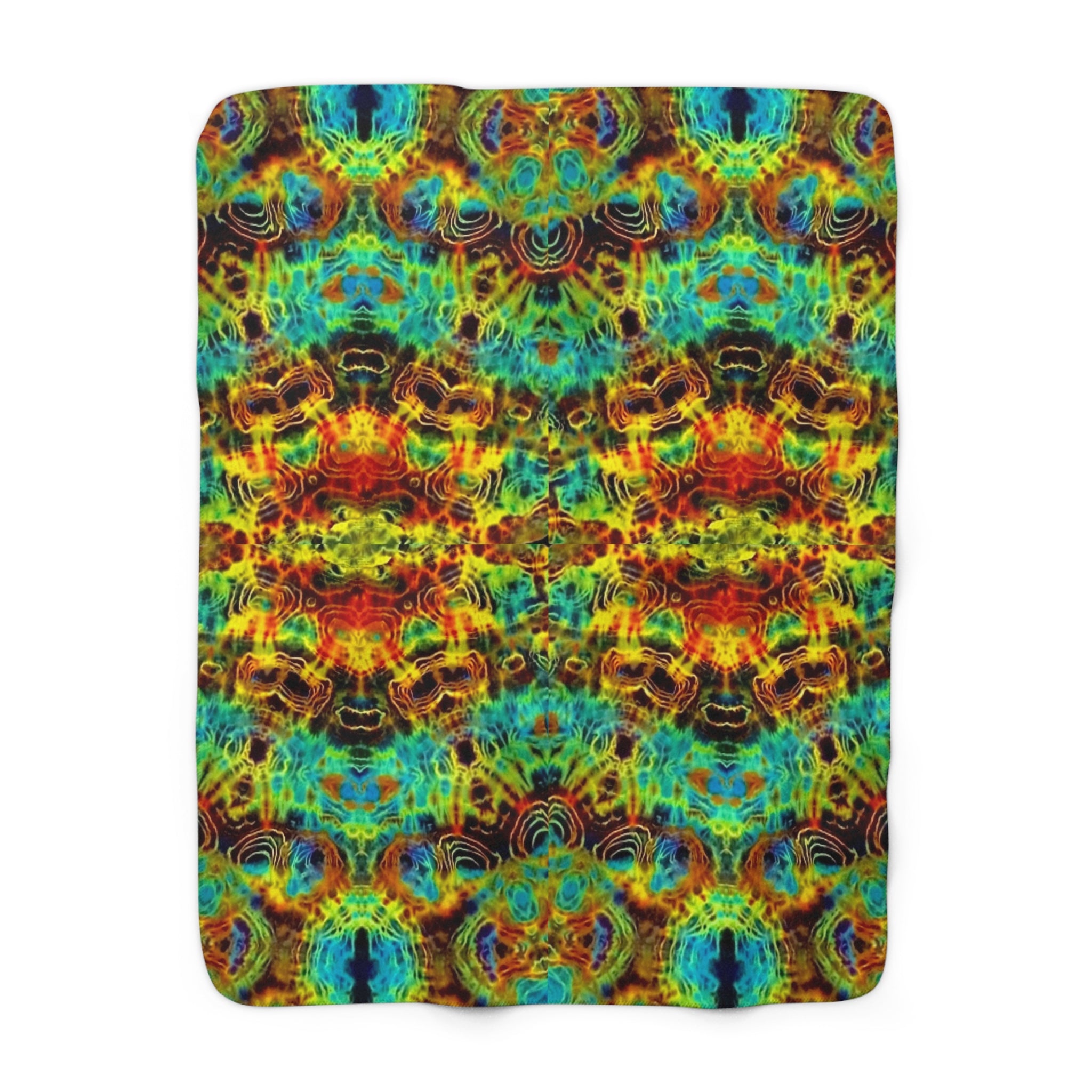 Psychedelic Kaleidoscope Sherpa Blanket — Cozy Colorful Fleece Throw
