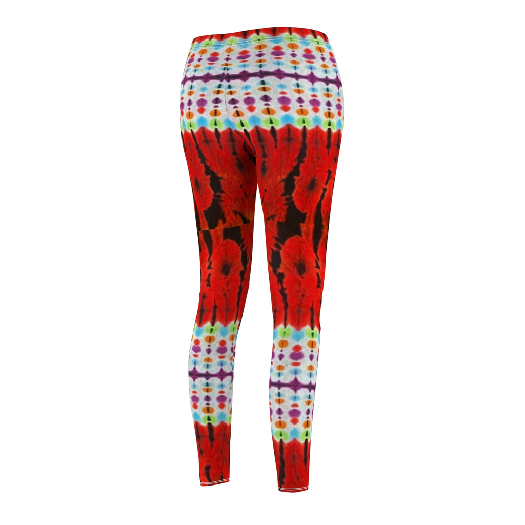 Red Tiger Women's Tie-Dye Casual Leggings, Trendy Activewear, Festival Outfit, Yoga Pants, Bohemian Style, Comfortable Leggings