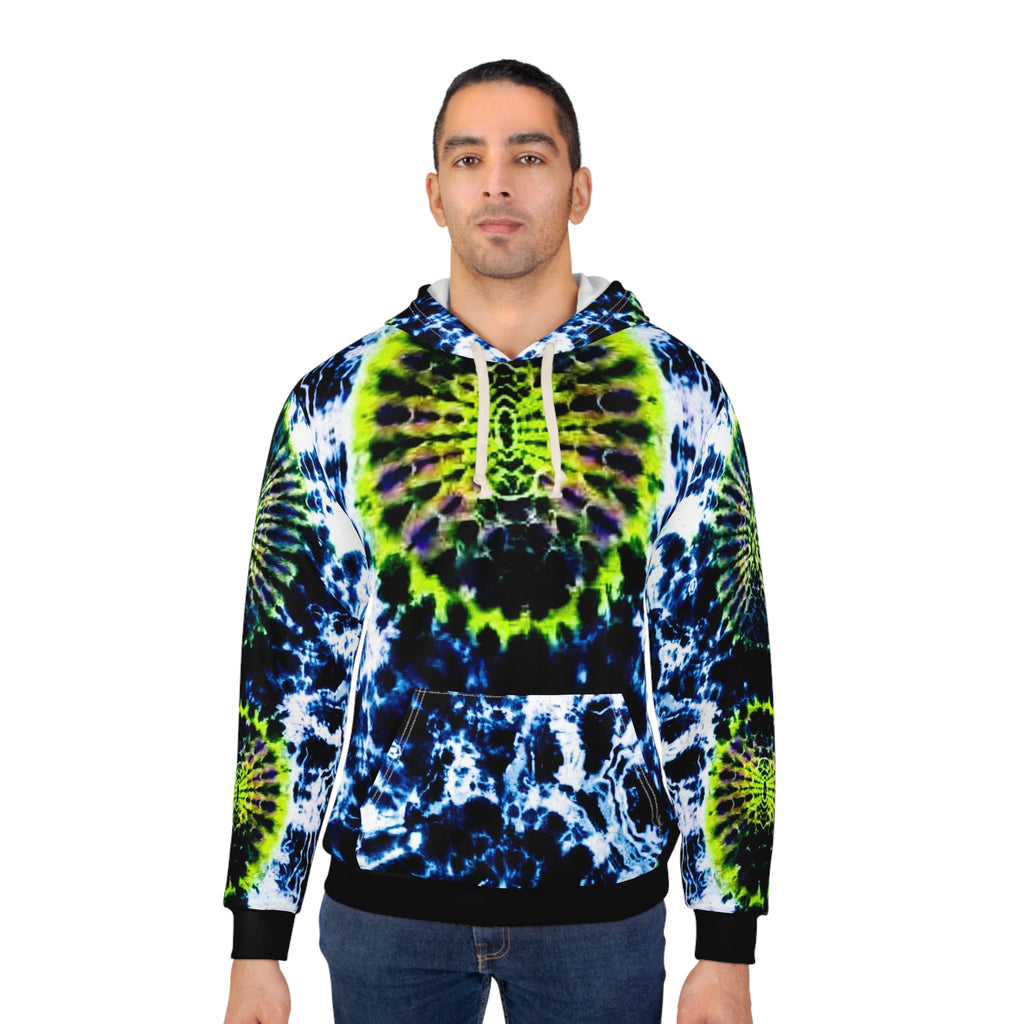 Black White Highlight Vibrant Tie-Dye Unisex Pullover Hoodie, Colorful Streetwear, Festive Gift, Festival Outfit, Unique Style