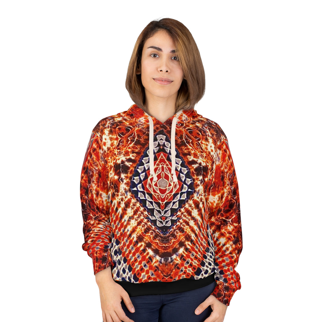 Tie Dye Tribal Flame Hoodie Vibrant Geometric Pattern
