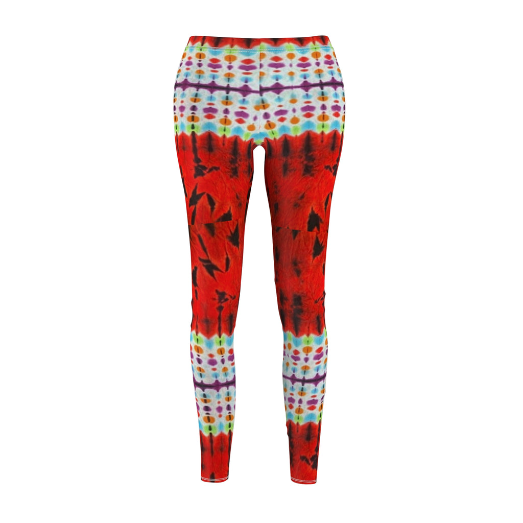Red Tiger Women's Tie-Dye Casual Leggings, Trendy Activewear, Festival Outfit, Yoga Pants, Bohemian Style, Comfortable Leggings
