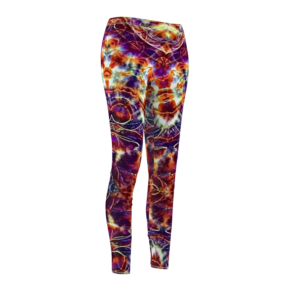 Tie Dye Purple Orange Leggings, Colorful Activewear, Trendy Fitness Pants, Yoga, Festivals, and Casual Outings