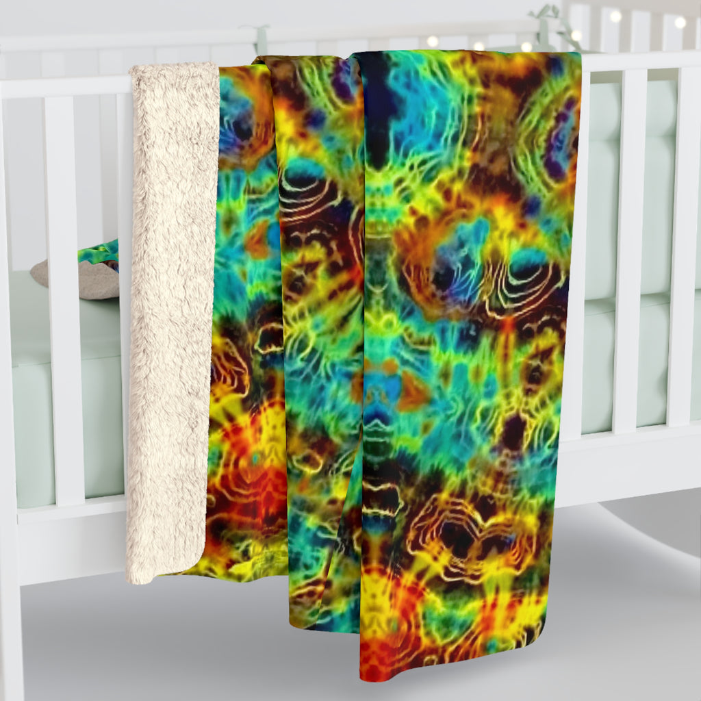 Psychedelic Kaleidoscope Sherpa Blanket — Cozy Colorful Fleece Throw
