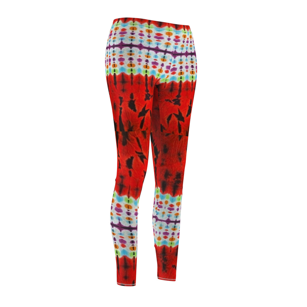 Red Tiger Women's Tie-Dye Casual Leggings, Trendy Activewear, Festival Outfit, Yoga Pants, Bohemian Style, Comfortable Leggings