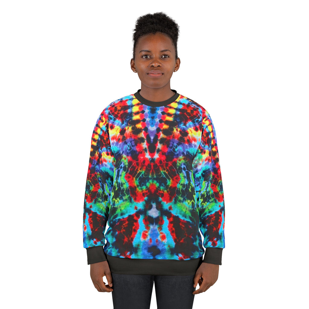 Dragon Vibrant Tie-Dye Unisex Sweatshirt - Colorful AOP Apparel for Festivals, Casual Wear, Gift Ideas, Bohemian Style, Retro Fashion