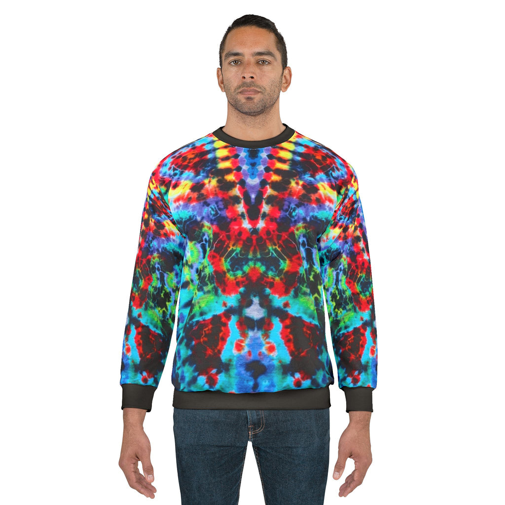 Dragon Vibrant Tie-Dye Unisex Sweatshirt - Colorful AOP Apparel for Festivals, Casual Wear, Gift Ideas, Bohemian Style, Retro Fashion