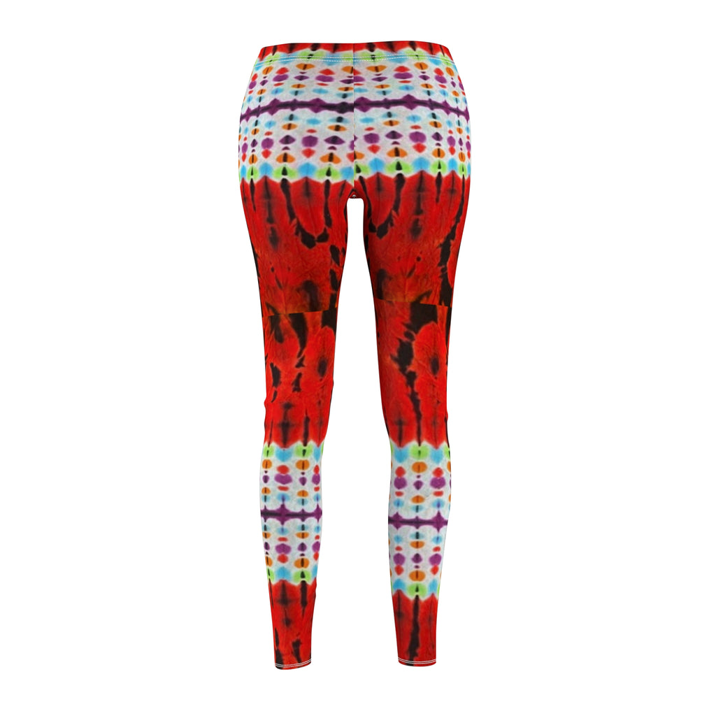 Red Tiger Women's Tie-Dye Casual Leggings, Trendy Activewear, Festival Outfit, Yoga Pants, Bohemian Style, Comfortable Leggings