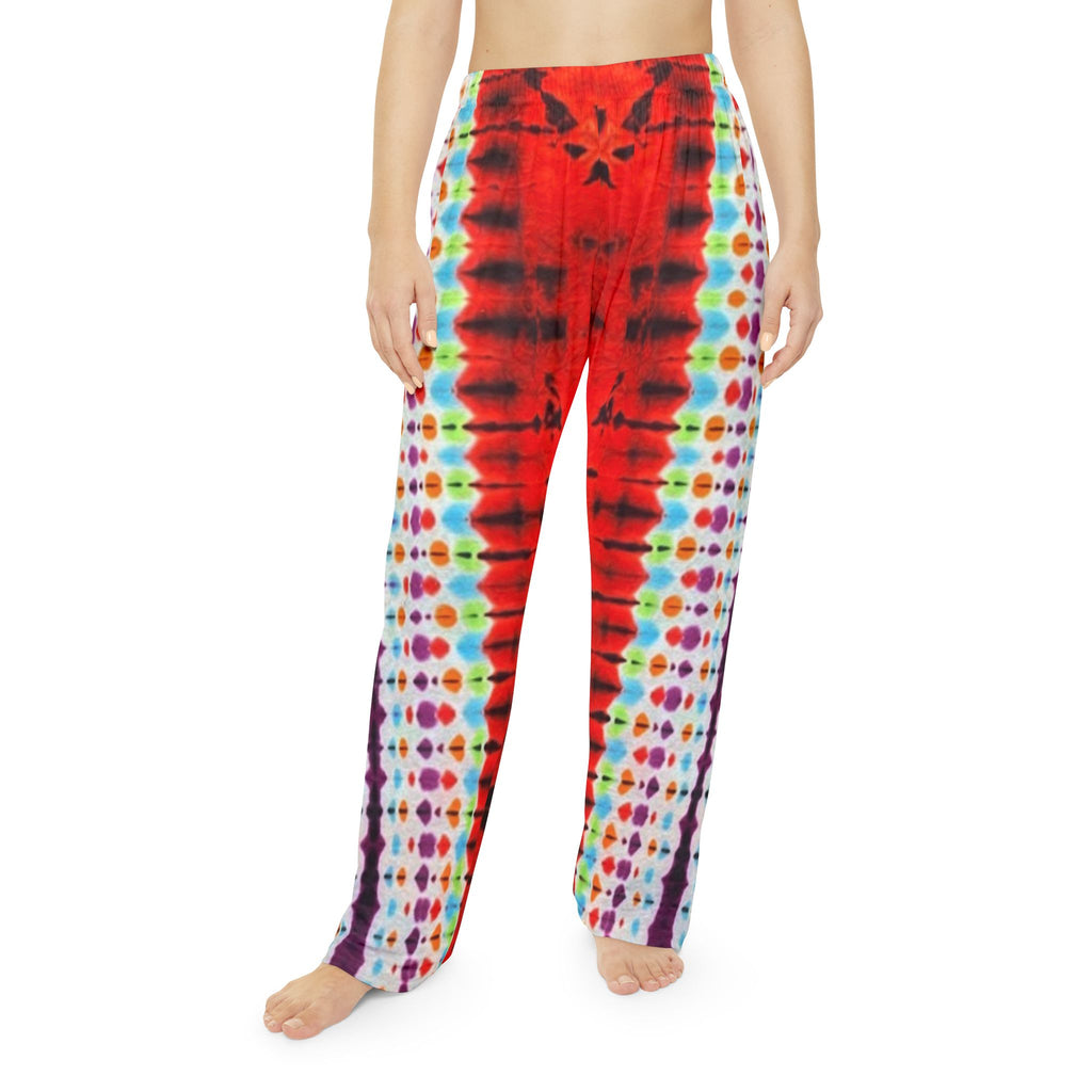 Red Tiger Tie Dye Print Lounge Pants, Tie Dye Pants, Festival Clothing, Loud Expressions