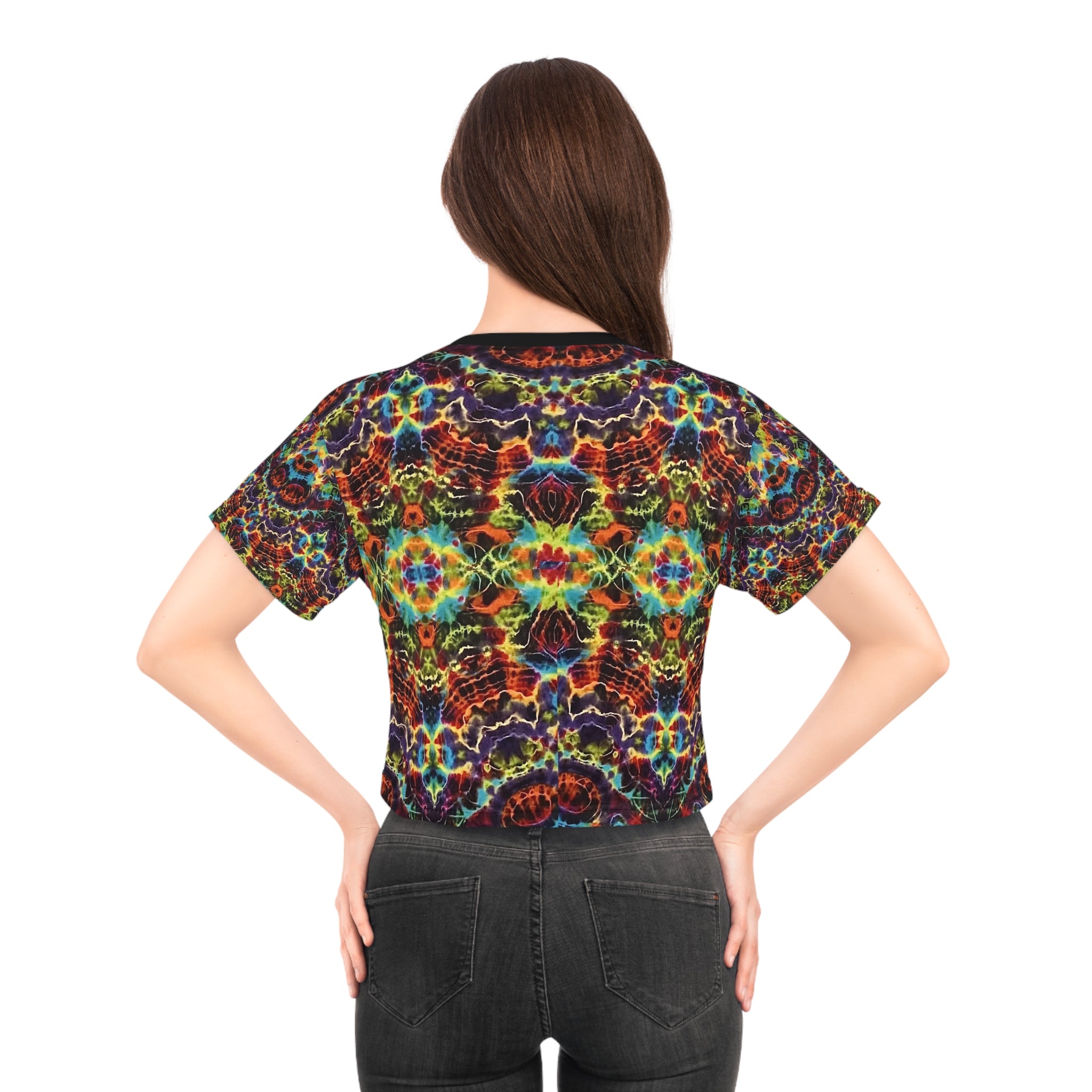 Psychedelic Kaleidoscope Crop Tee | Colorful Abstract Pattern