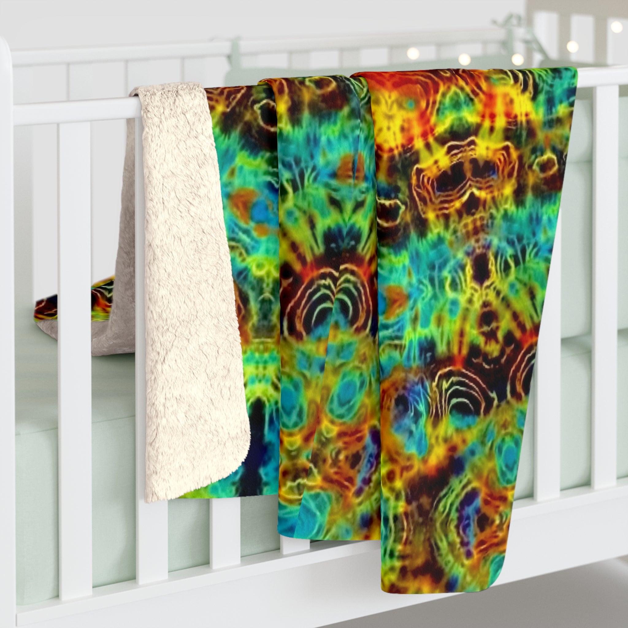 Psychedelic Kaleidoscope Sherpa Blanket — Cozy Colorful Fleece Throw