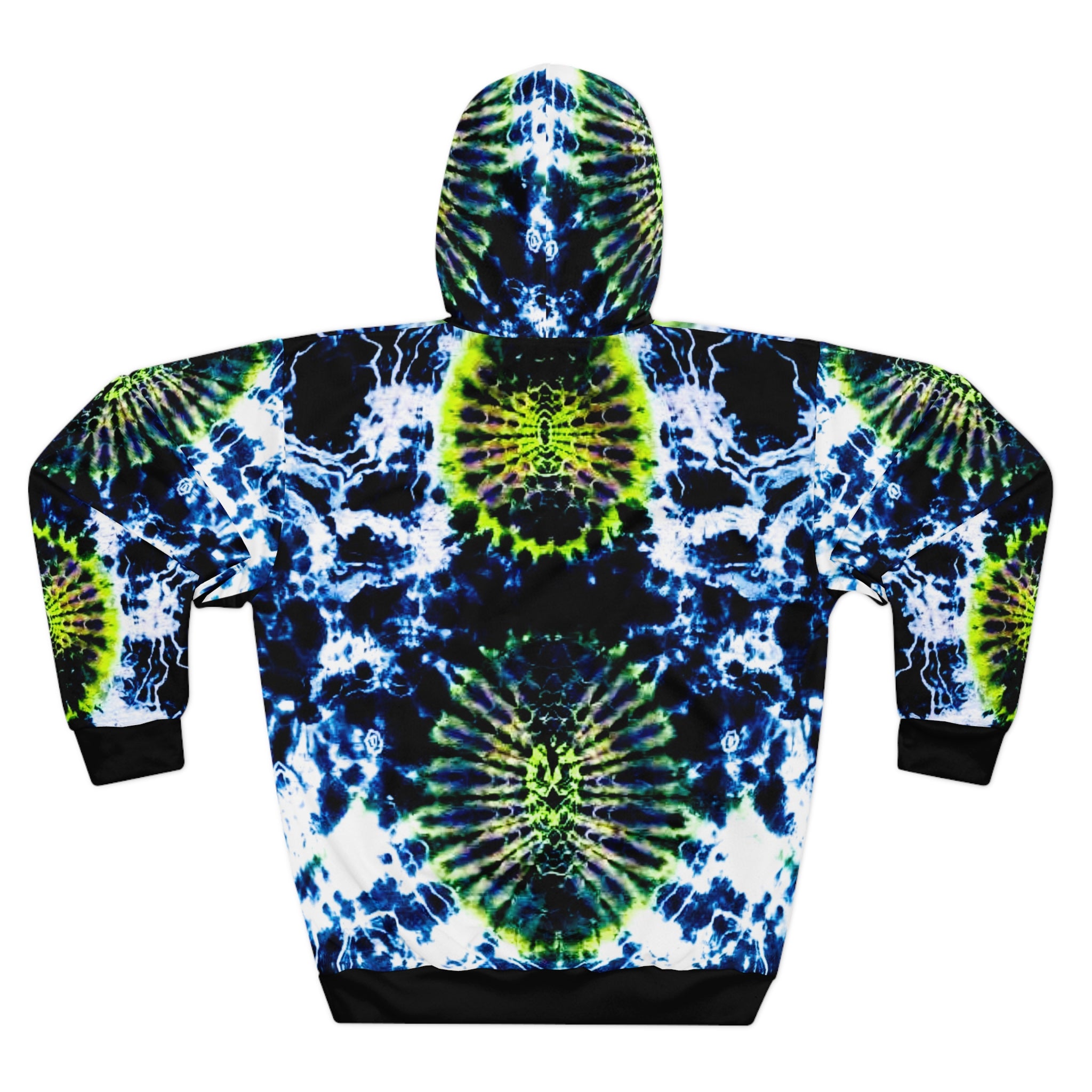 Black White Highlight Vibrant Tie-Dye Unisex Pullover Hoodie, Colorful Streetwear, Festive Gift, Festival Outfit, Unique Style