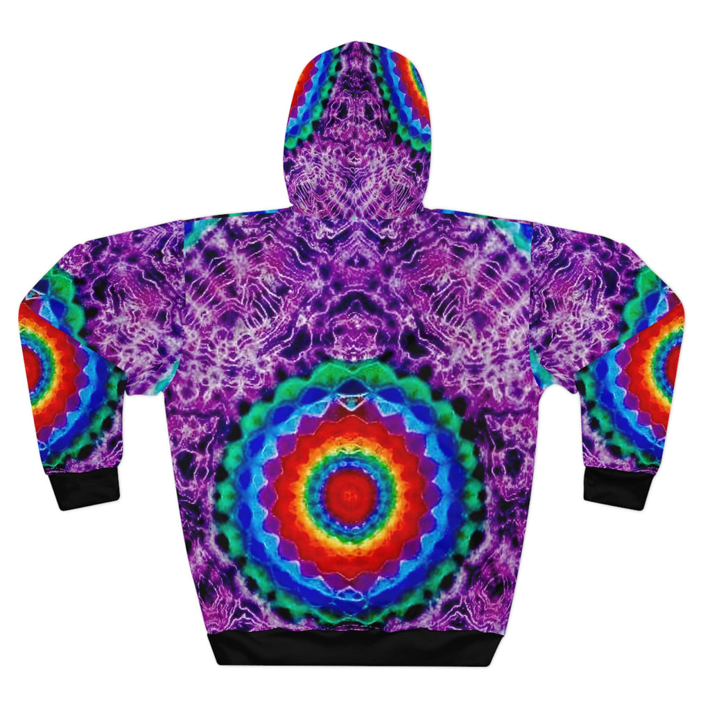 Purple Rainbow Tie Dye Hoodie, Unisex Pullover Sweatshirt, Colorful Printed Jumper, Gifts for Him/Her, Unique Fashion Apparel