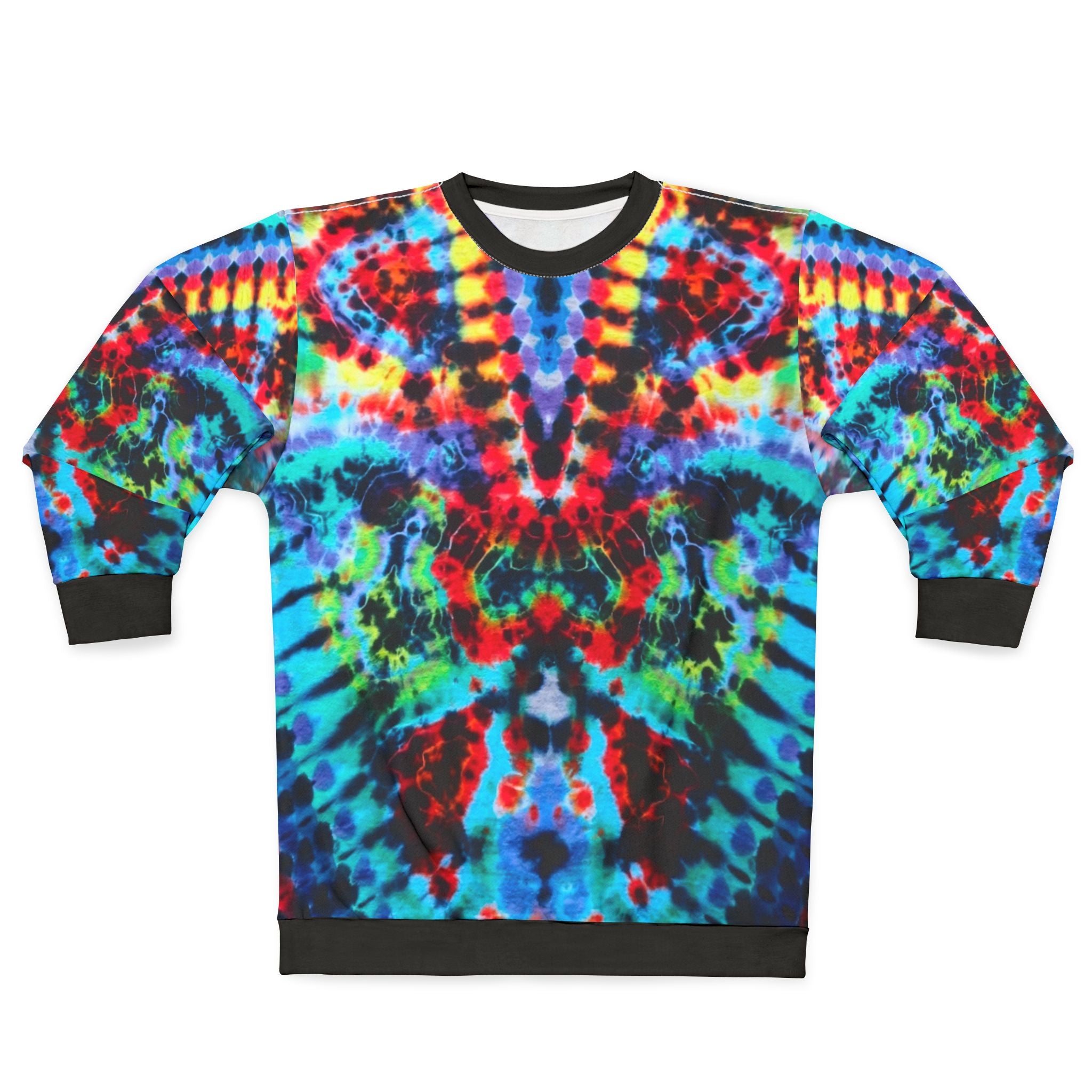 Dragon Vibrant Tie-Dye Unisex Sweatshirt - Colorful AOP Apparel for Festivals, Casual Wear, Gift Ideas, Bohemian Style, Retro Fashion