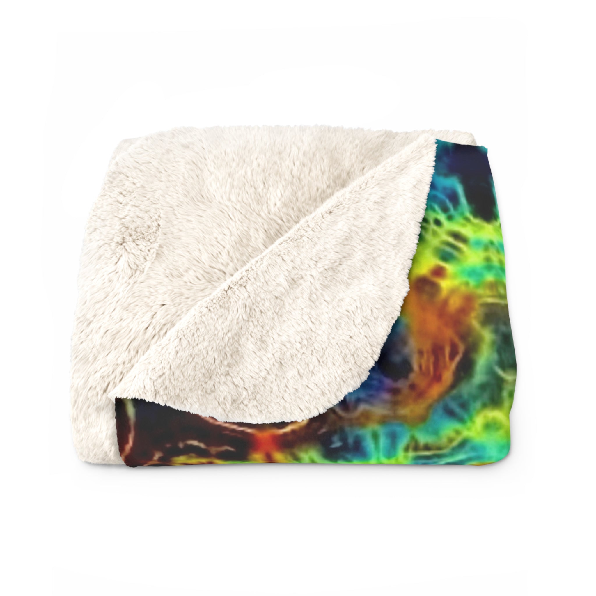 Psychedelic Kaleidoscope Sherpa Blanket — Cozy Colorful Fleece Throw
