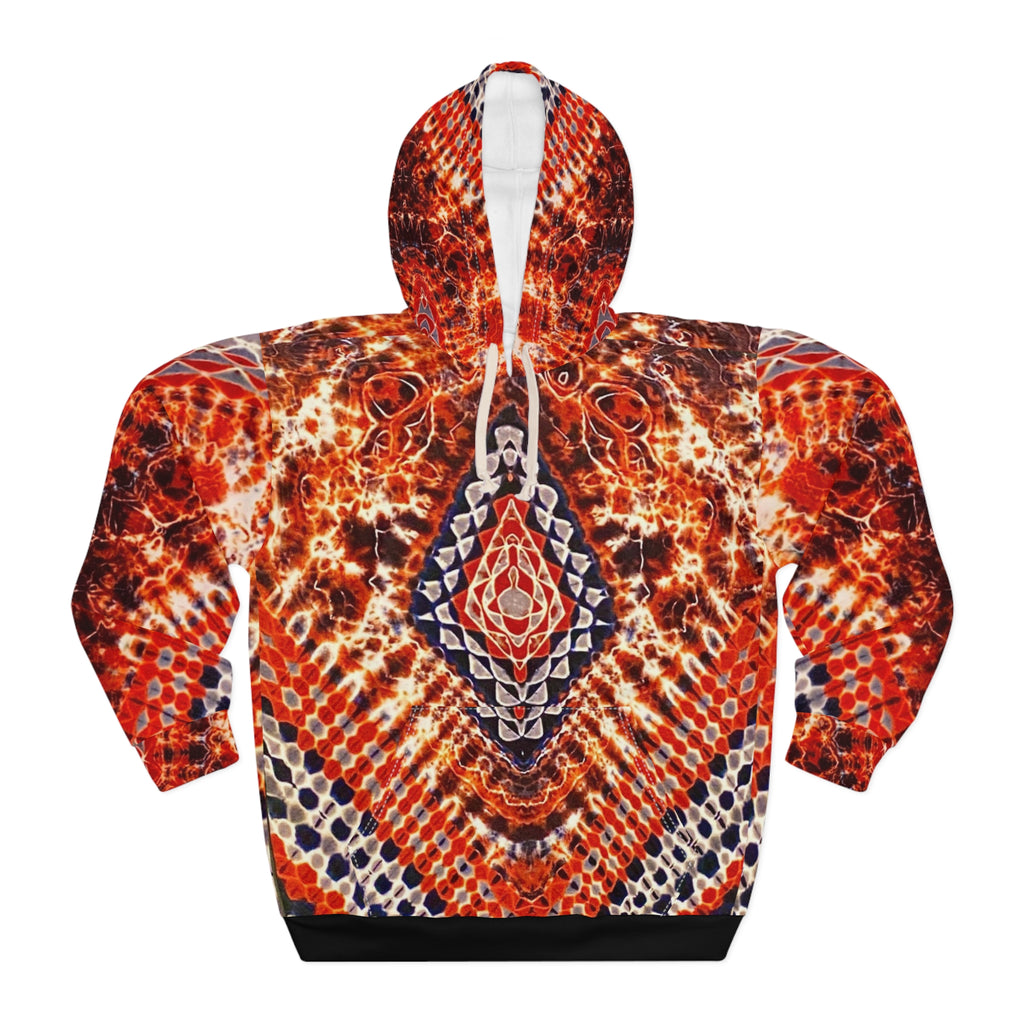 Tie Dye Tribal Flame Hoodie Vibrant Geometric Pattern