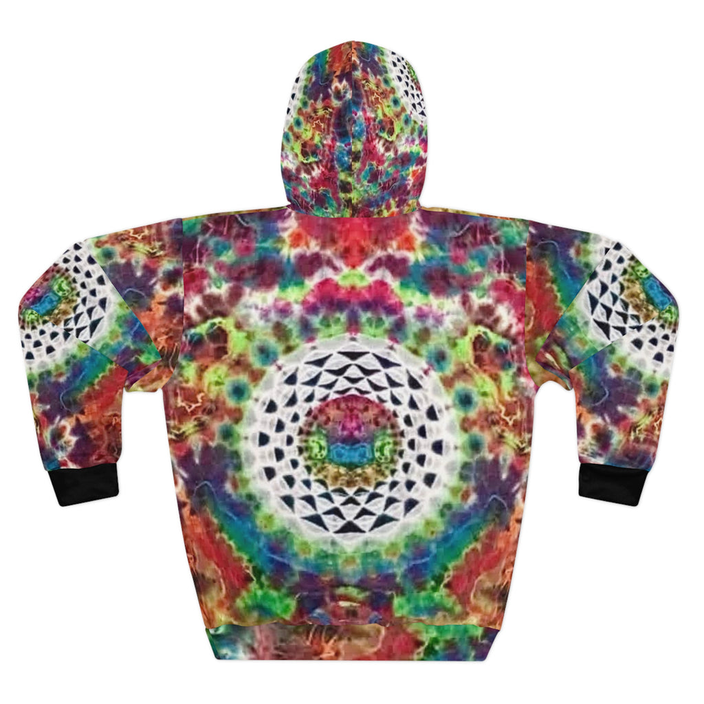 Colorful Mandala Unisex Hooded Pullover, Sacred Spectrum Tie Dye Print, Festival Wear, Bohemian Fashion, Cozy Gift, Spiritual Vibes