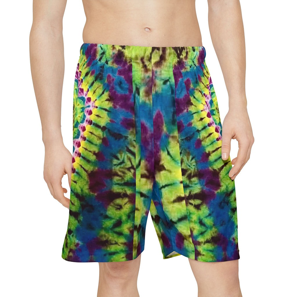 Scale and Gem Mens Sports Shorts, Green Yellow Blue Purple Lounge Shorts