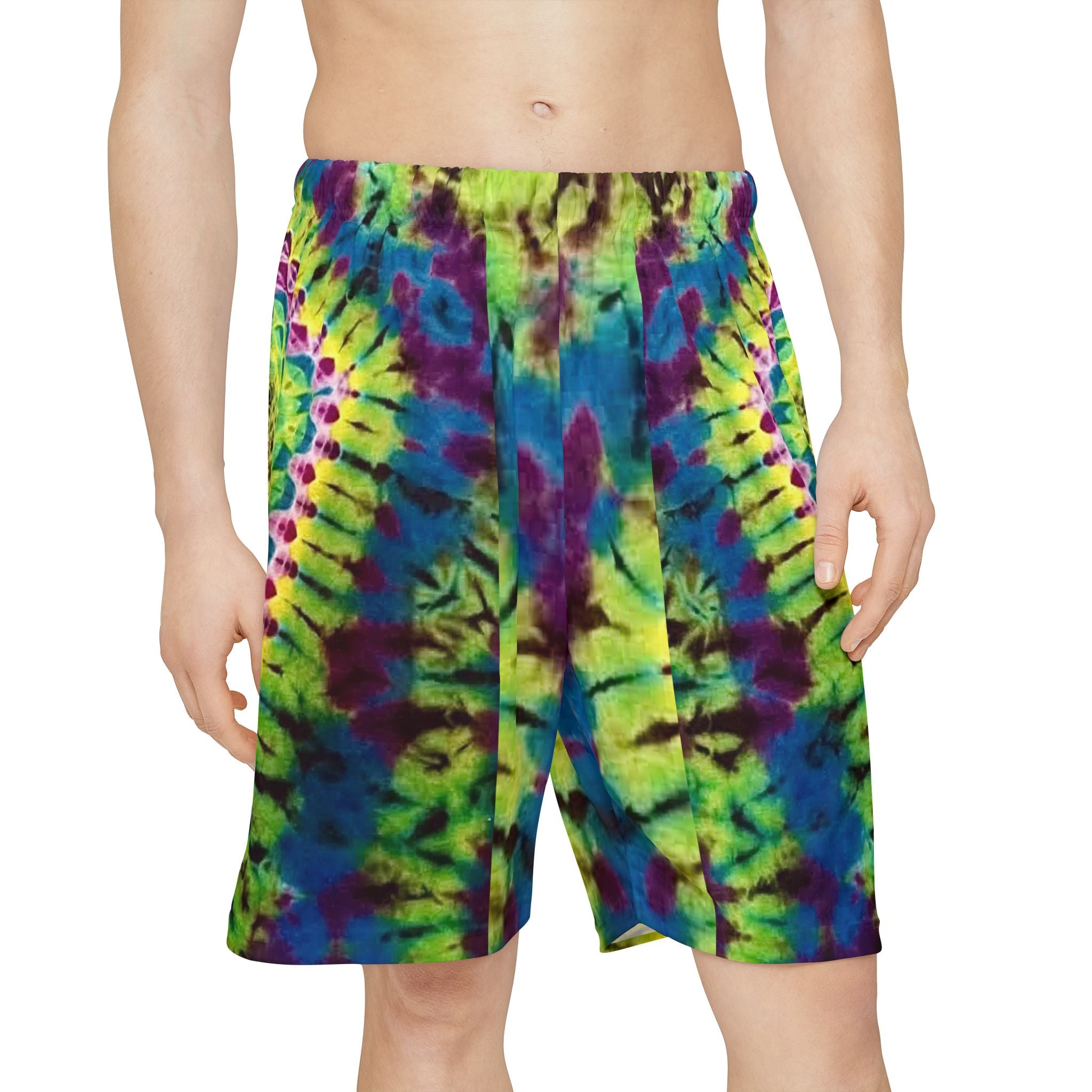 Scale and Gem Mens Sports Shorts, Green Yellow Blue Purple Lounge Shorts