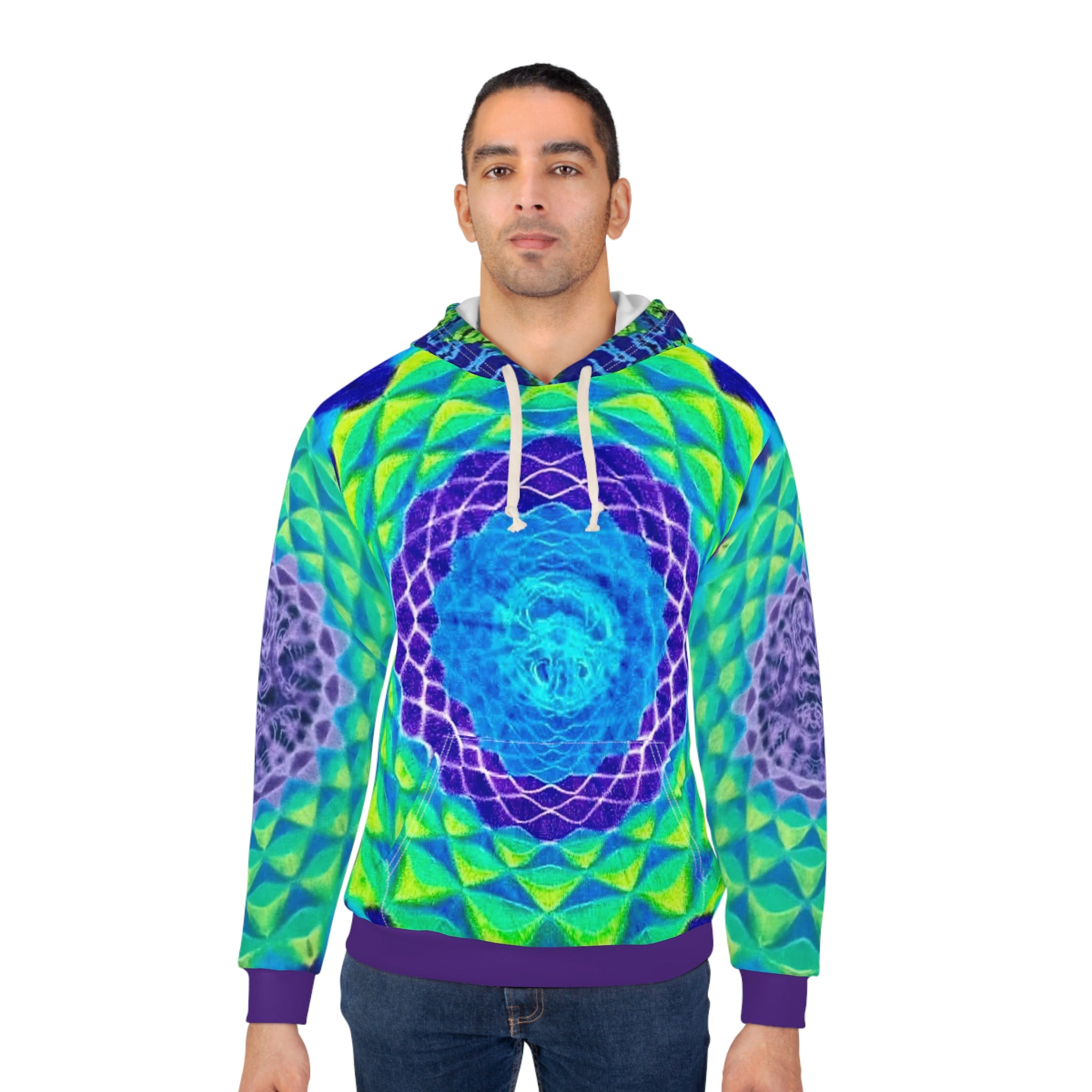 Kaleidoscope Tie Dye Print Pullover Hoodie, Psychedelic Vibrant, Boho Fashion, Cozy Gift, Festival Wear, Colorful Street Style