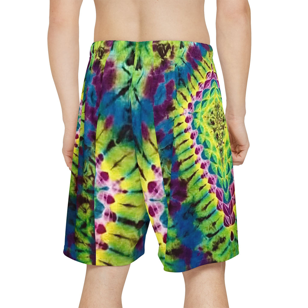 Scale and Gem Mens Sports Shorts, Green Yellow Blue Purple Lounge Shorts