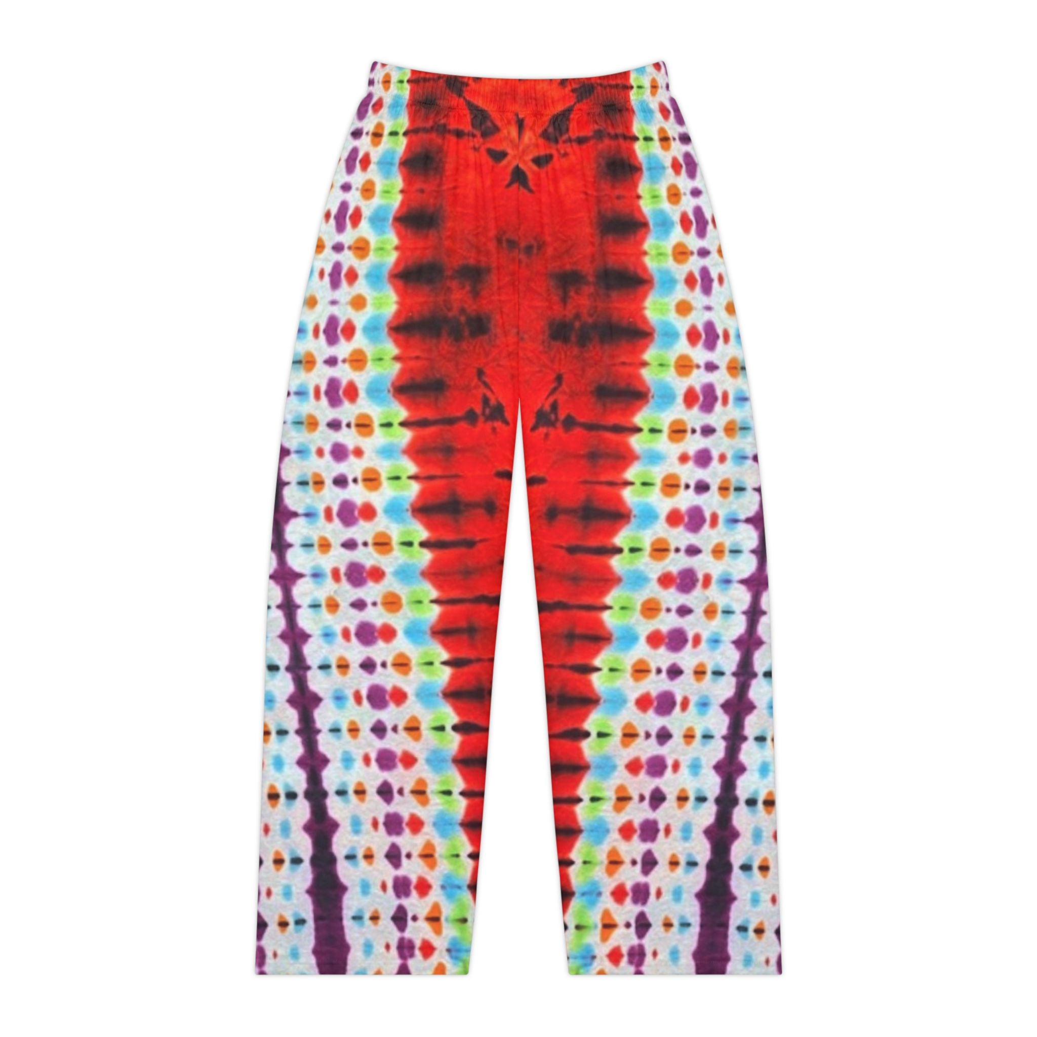 Red Tiger Tie Dye Print Lounge Pants, Tie Dye Pants, Festival Clothing, Loud Expressions