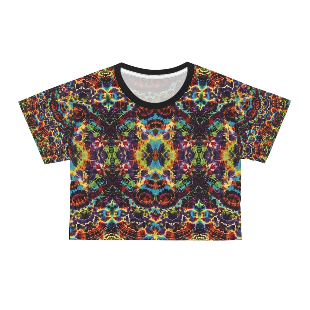 Psychedelic Kaleidoscope Crop Tee | Colorful Abstract Pattern