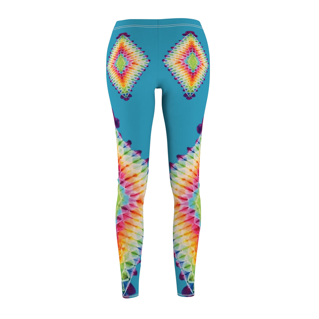 Diamond Blue Tie-Dye Print Leggings, Comfortable Activewear, Yoga Pants, Festival Fashion, Casual Athleisure