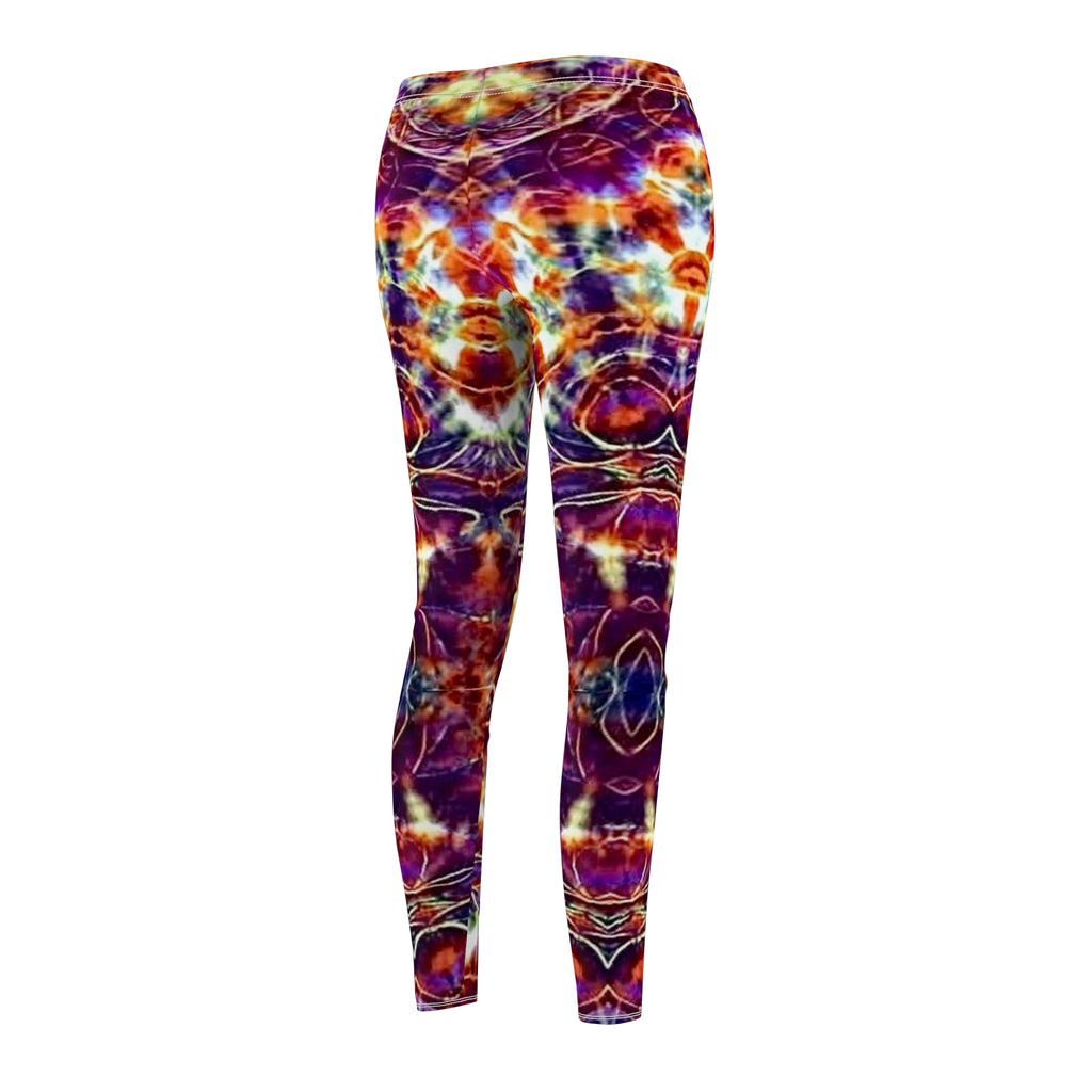 Tie Dye Purple Orange Leggings, Colorful Activewear, Trendy Fitness Pants, Yoga, Festivals, and Casual Outings