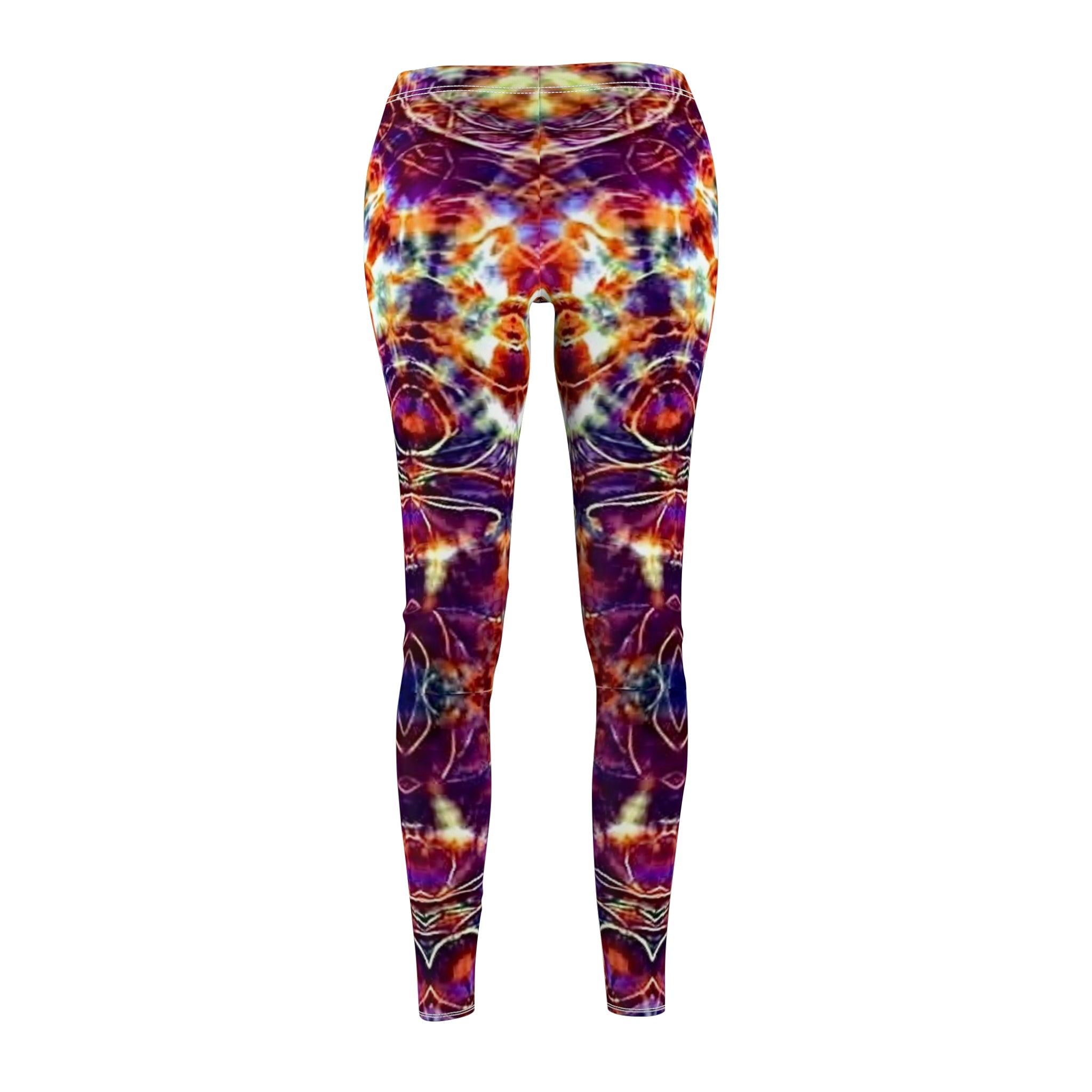 Tie Dye Purple Orange Leggings, Colorful Activewear, Trendy Fitness Pants, Yoga, Festivals, and Casual Outings