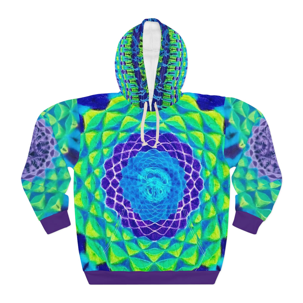 Kaleidoscope Tie Dye Print Pullover Hoodie, Psychedelic Vibrant, Boho Fashion, Cozy Gift, Festival Wear, Colorful Street Style