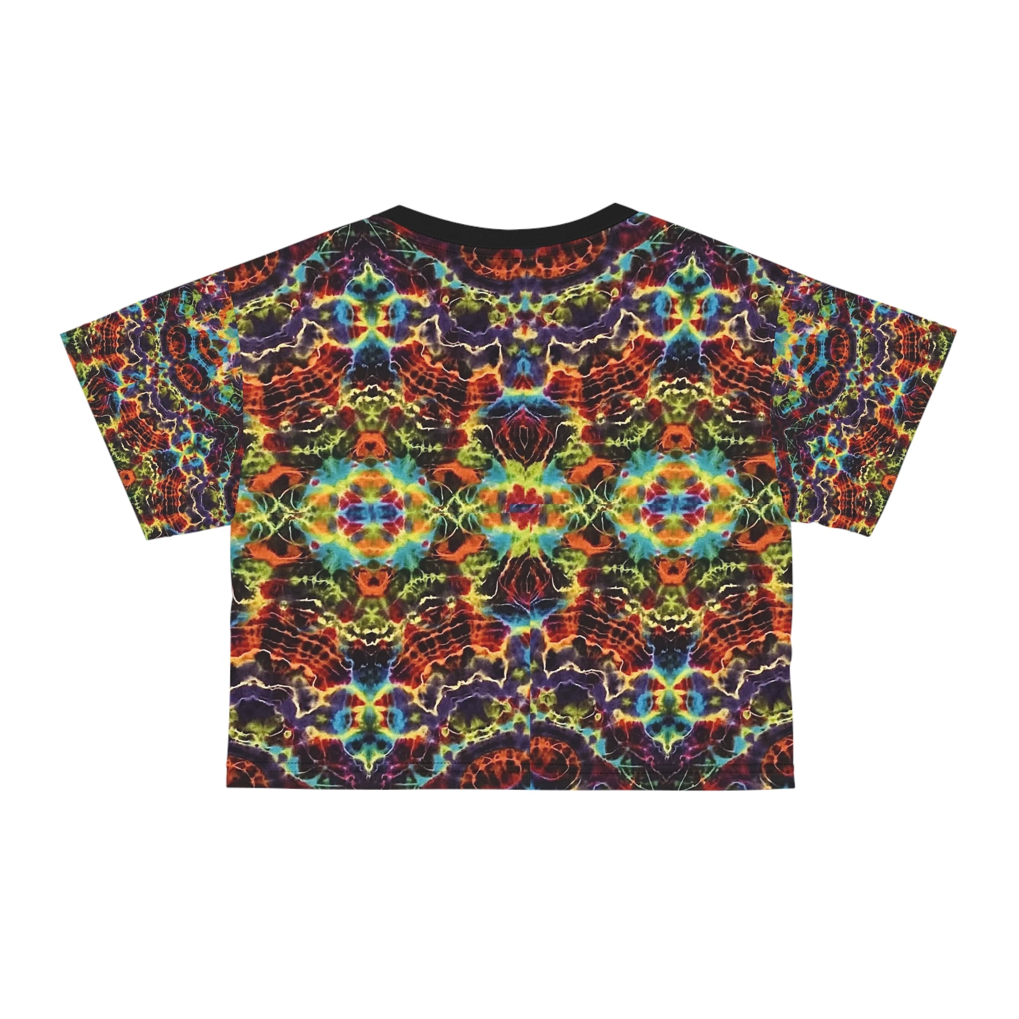 Psychedelic Kaleidoscope Crop Tee | Colorful Abstract Pattern