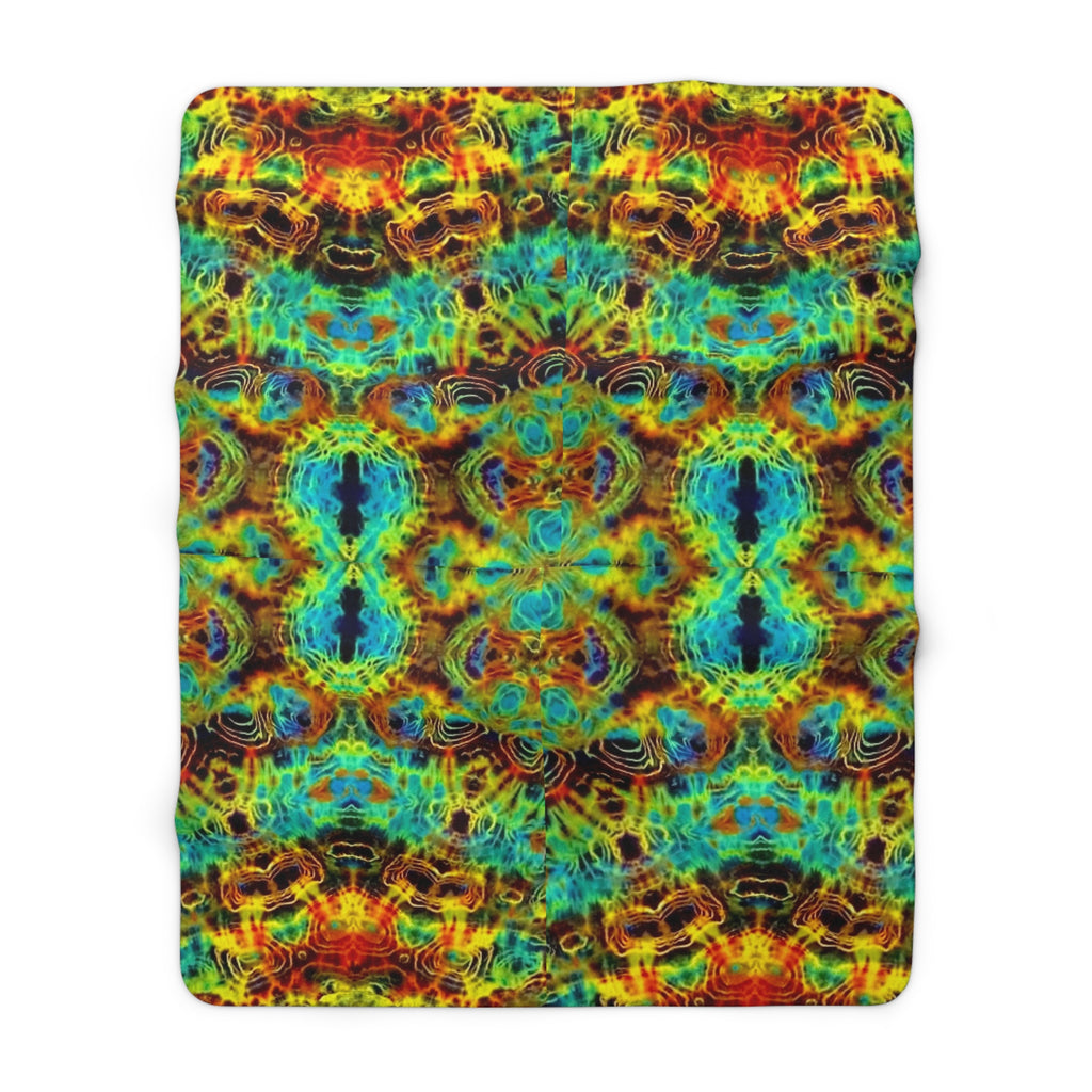 Psychedelic Kaleidoscope Sherpa Blanket — Cozy Colorful Fleece Throw
