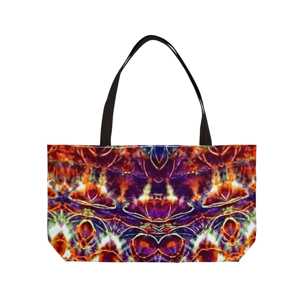 Fire Vibrant Tie-Dye Weekender Tote Bag | Boho Style, Travel Companion, Beach Bag, Festival Essential, Unique Gift