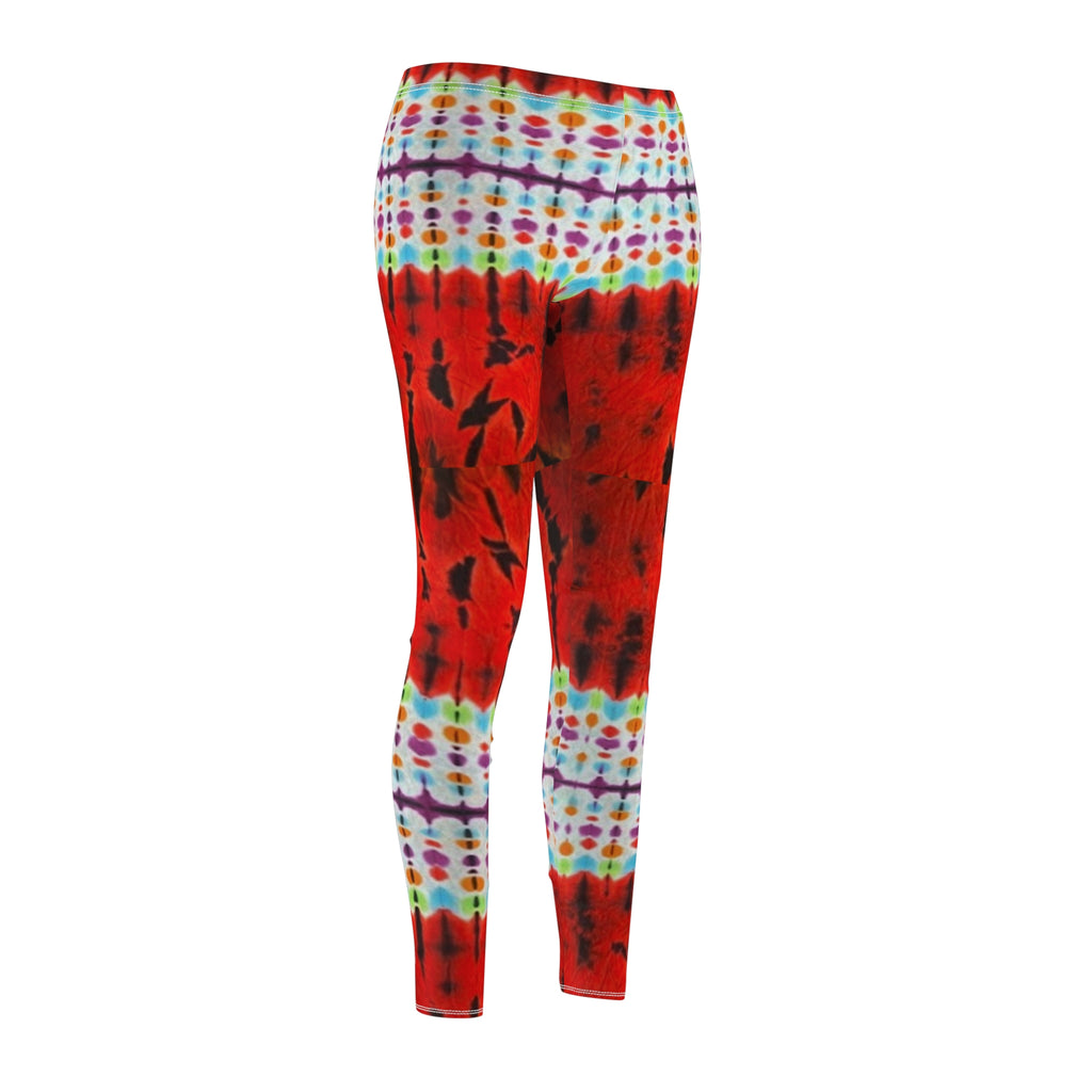 Red Tiger Women's Tie-Dye Casual Leggings, Trendy Activewear, Festival Outfit, Yoga Pants, Bohemian Style, Comfortable Leggings