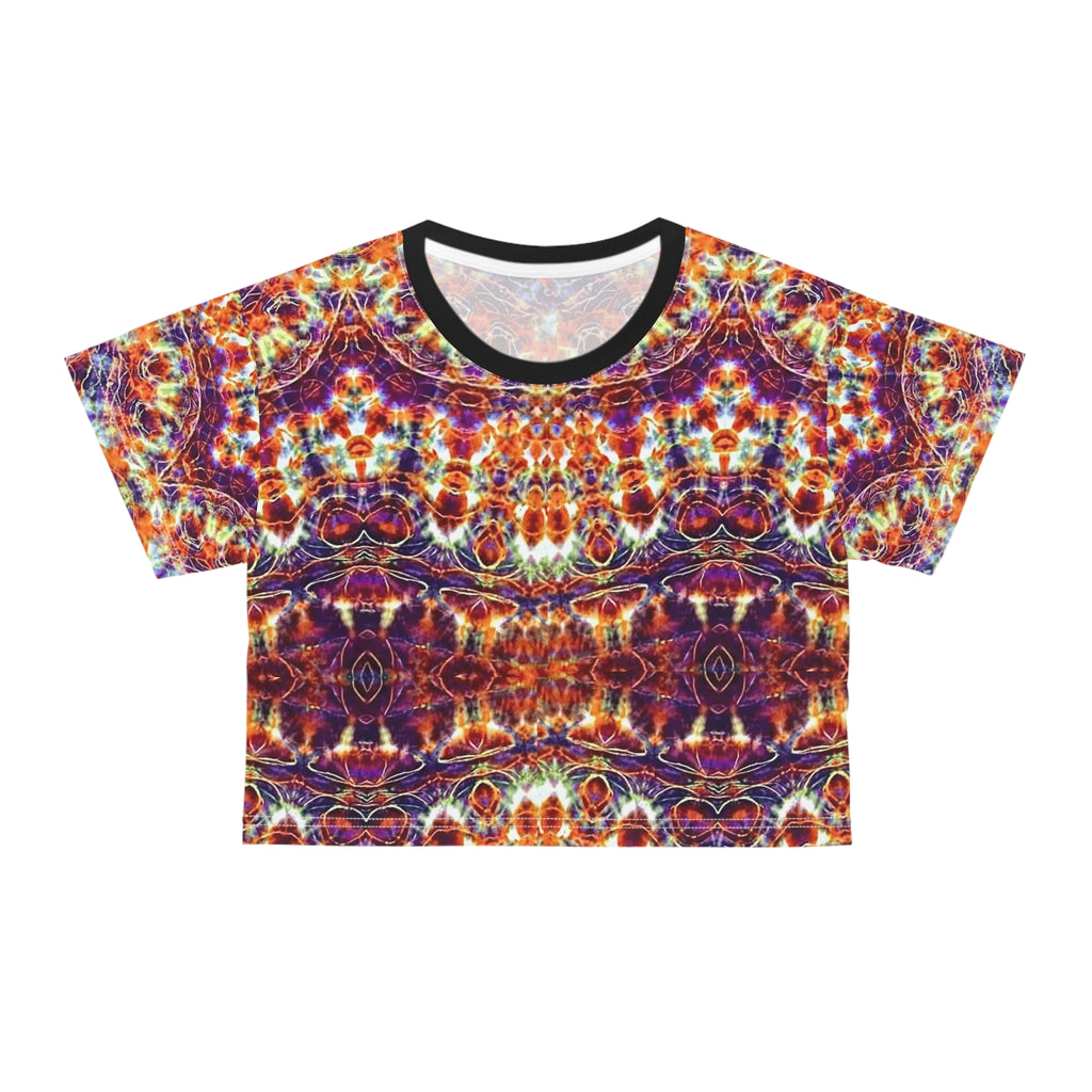 Abstract Kaleidoscope Pattern Crop Tee | Psychedelic Mandala Print
