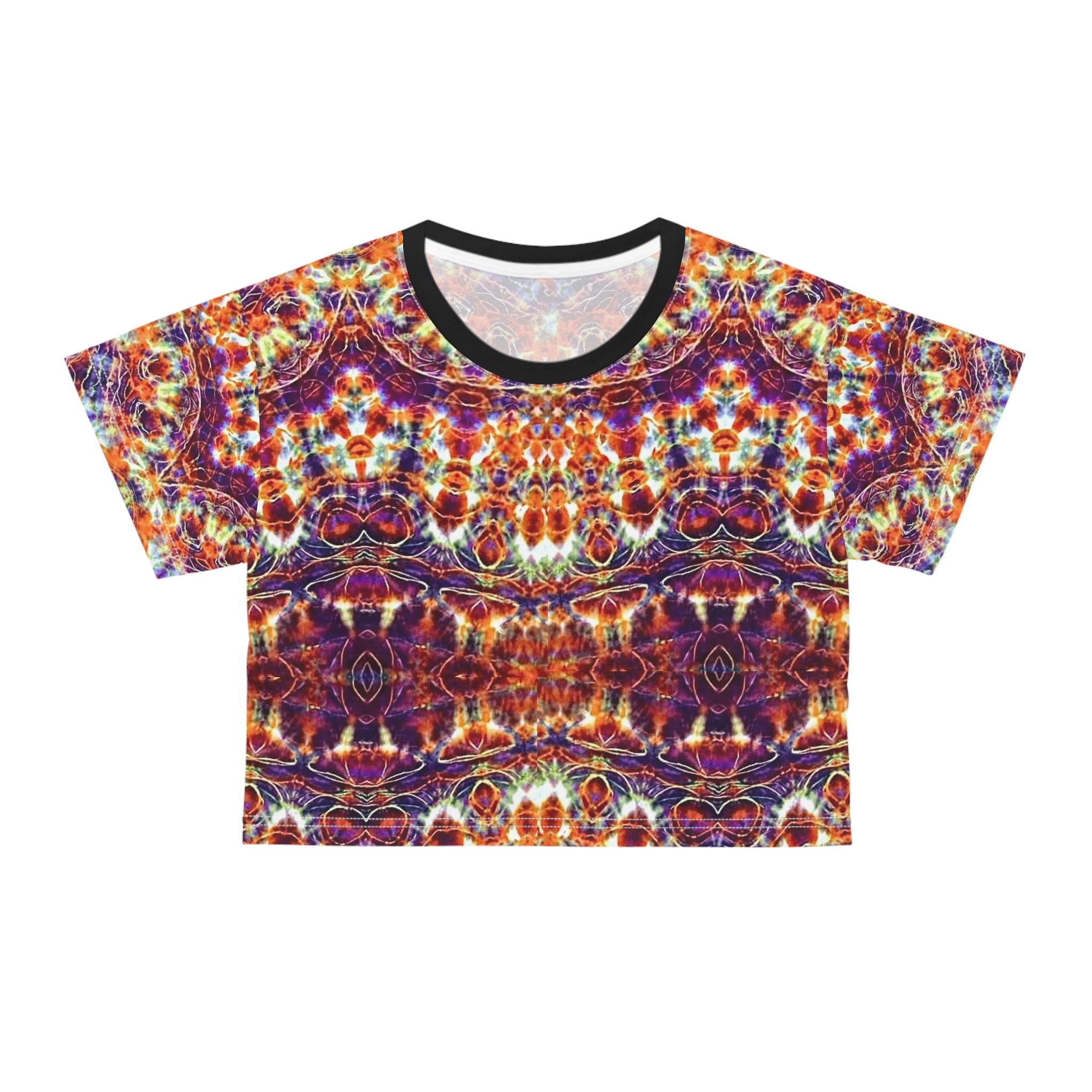 Abstract Kaleidoscope Pattern Crop Tee | Psychedelic Mandala Print