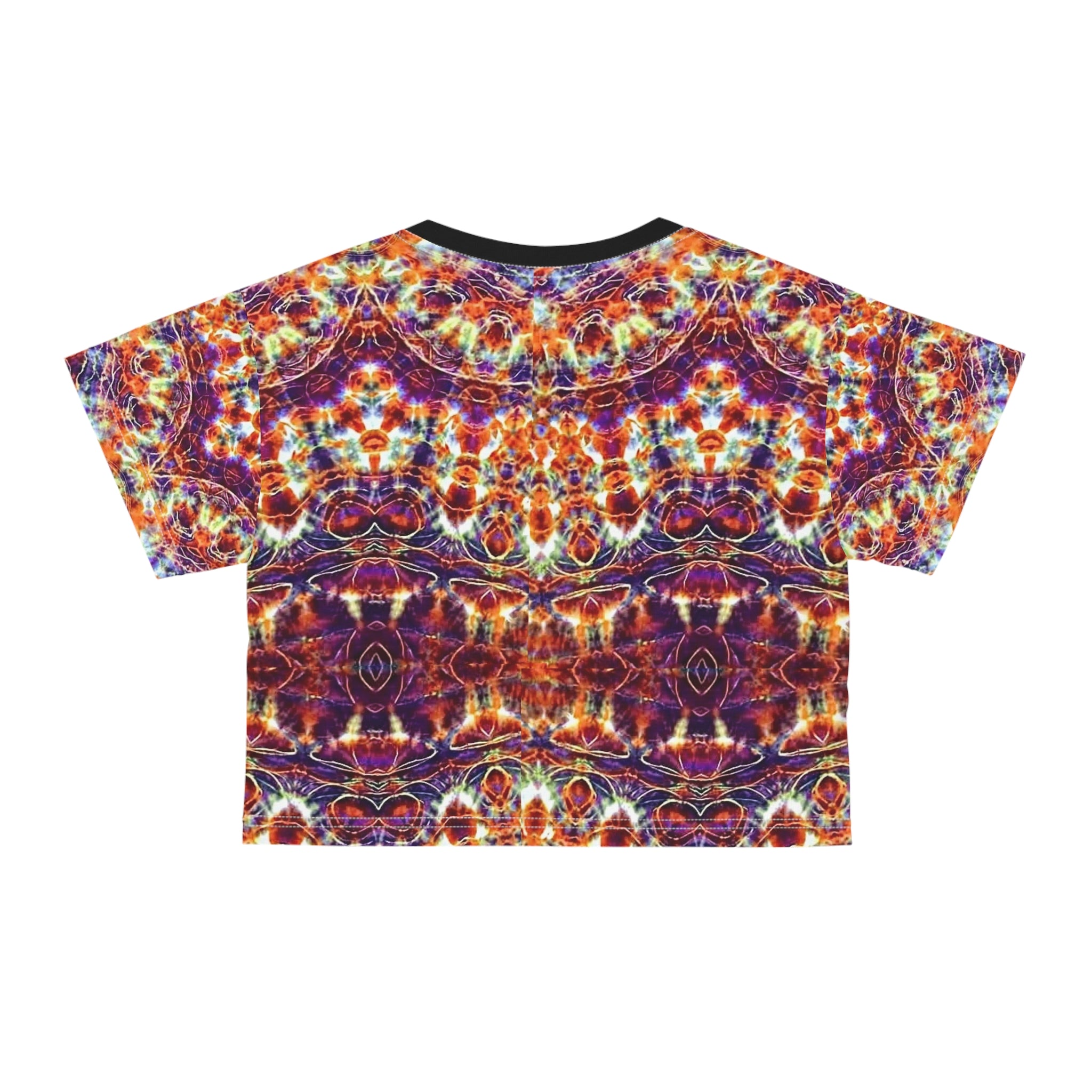 Abstract Kaleidoscope Pattern Crop Tee | Psychedelic Mandala Print